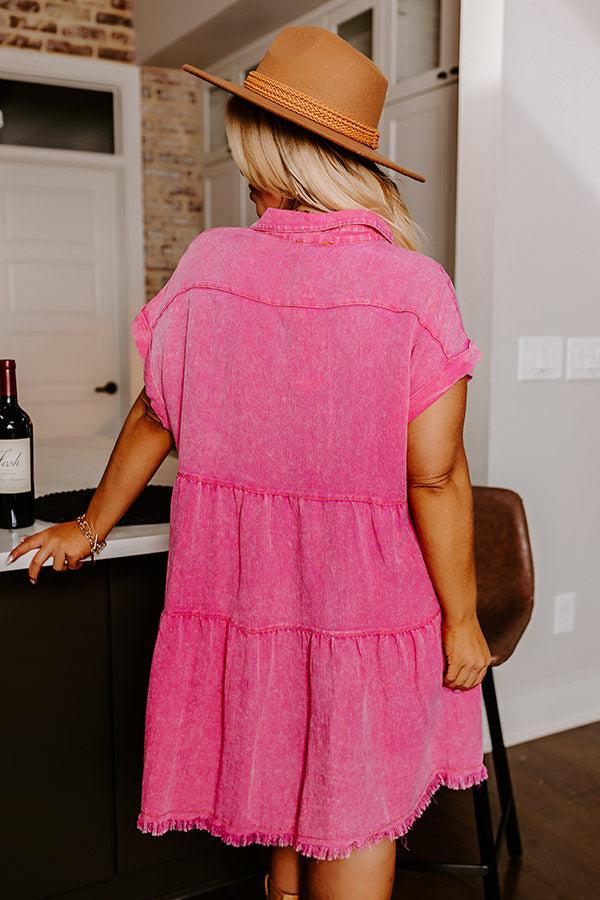 Kaleidoscope Ways Mineral Wash Mini Dress In Pink Curves Product Image