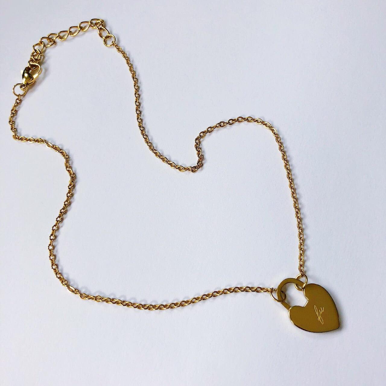 FU Heart Padlock Pendant Necklace Product Image