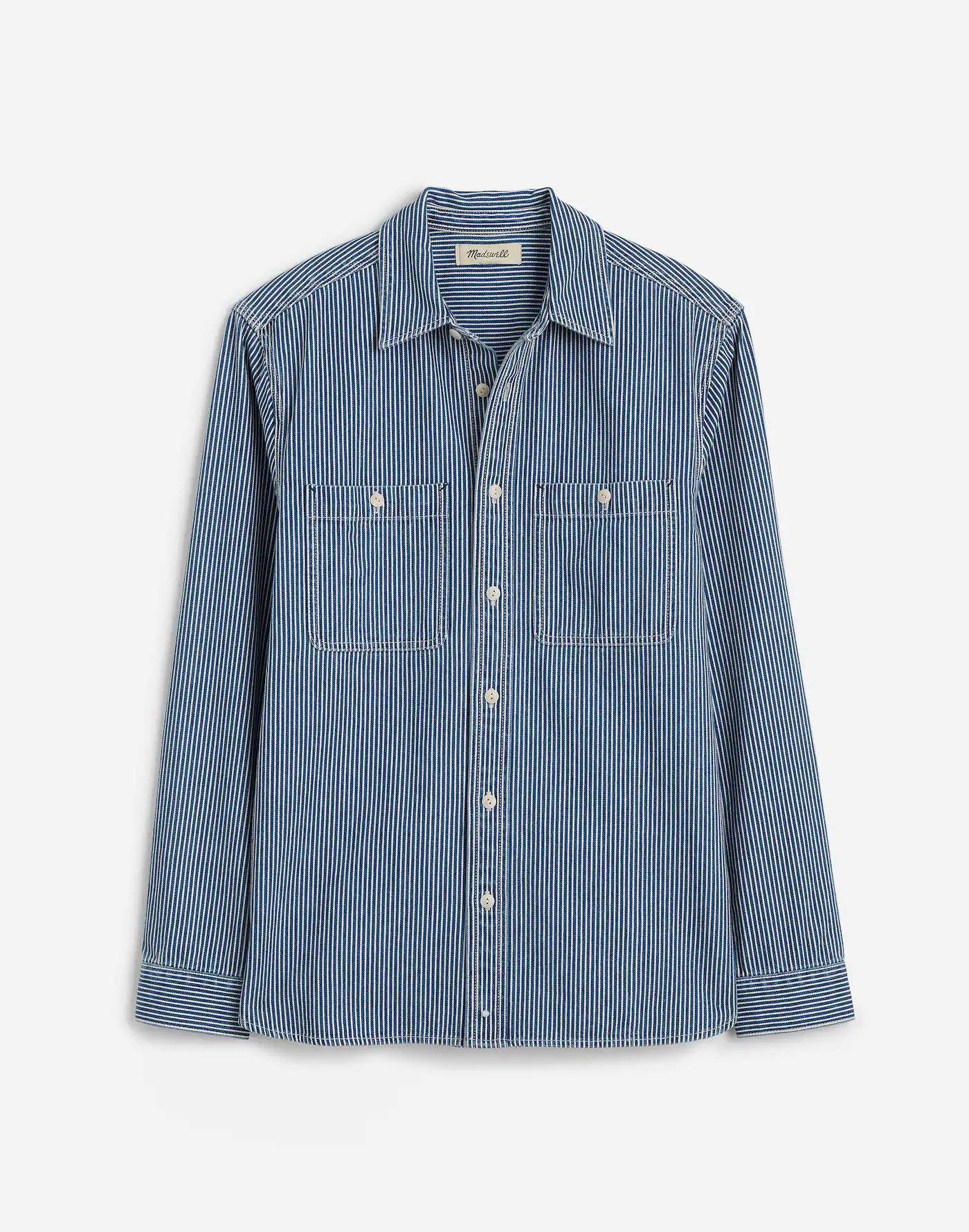 Indigo-Dyed Shirt in Engineer Stripe Product Image