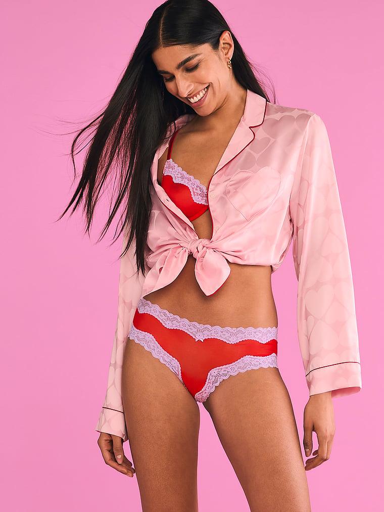 Tease Mesh Lace-Trim Cheeky Panty Product Image