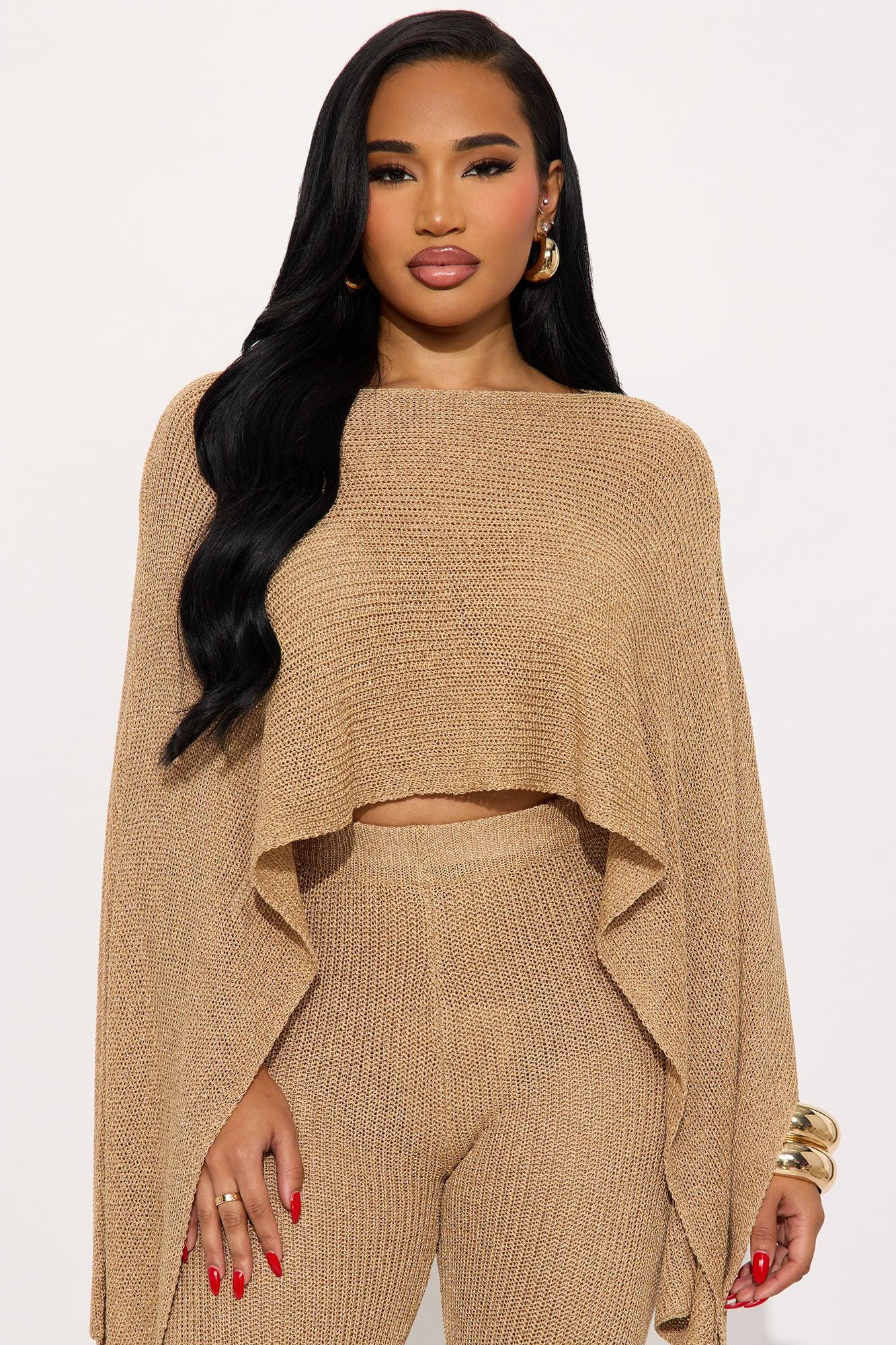 Glisten Up Metallic Knit Pant Set - Gold Female Product Image