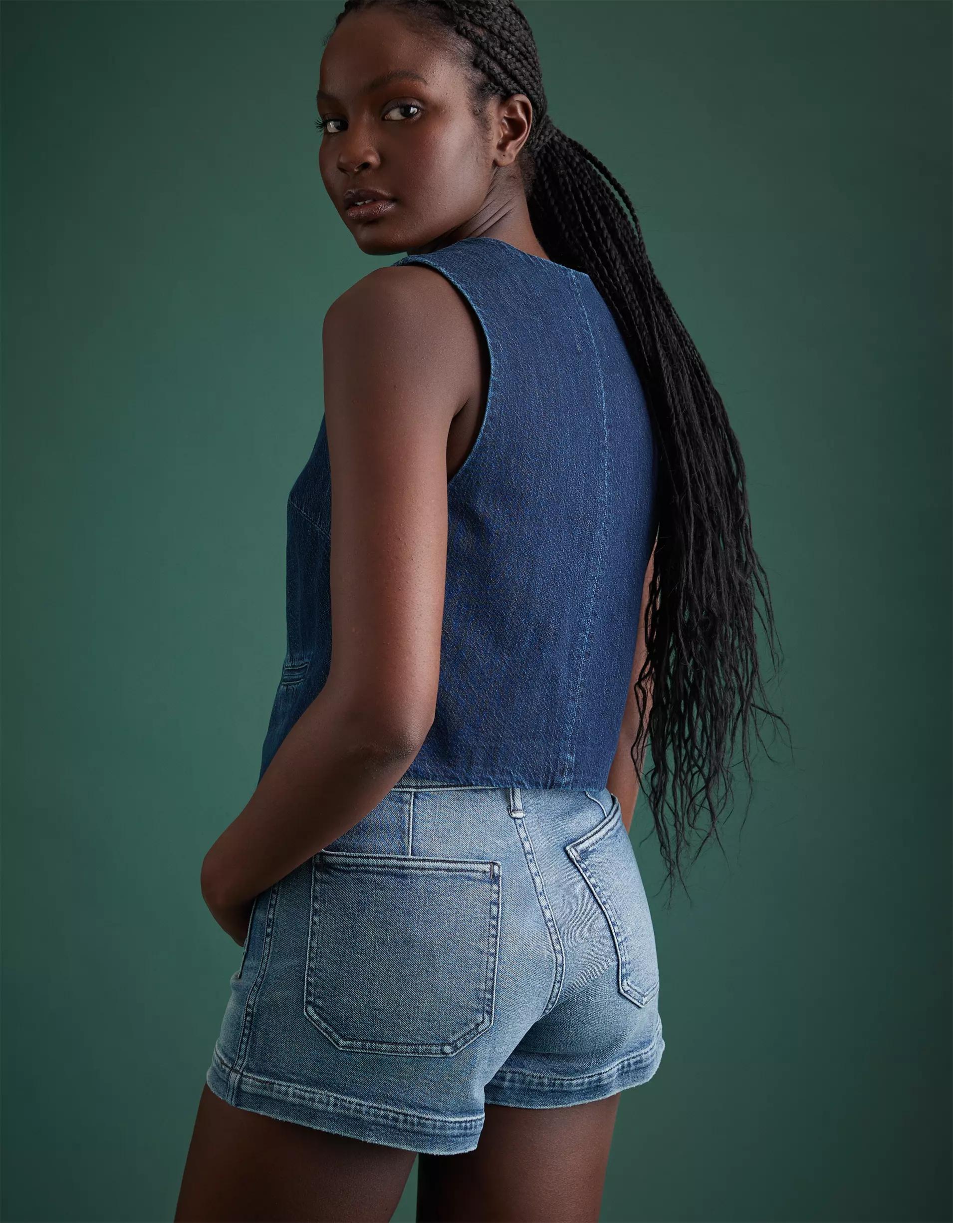 AE77 Premium High-Waisted Denim Short Product Image