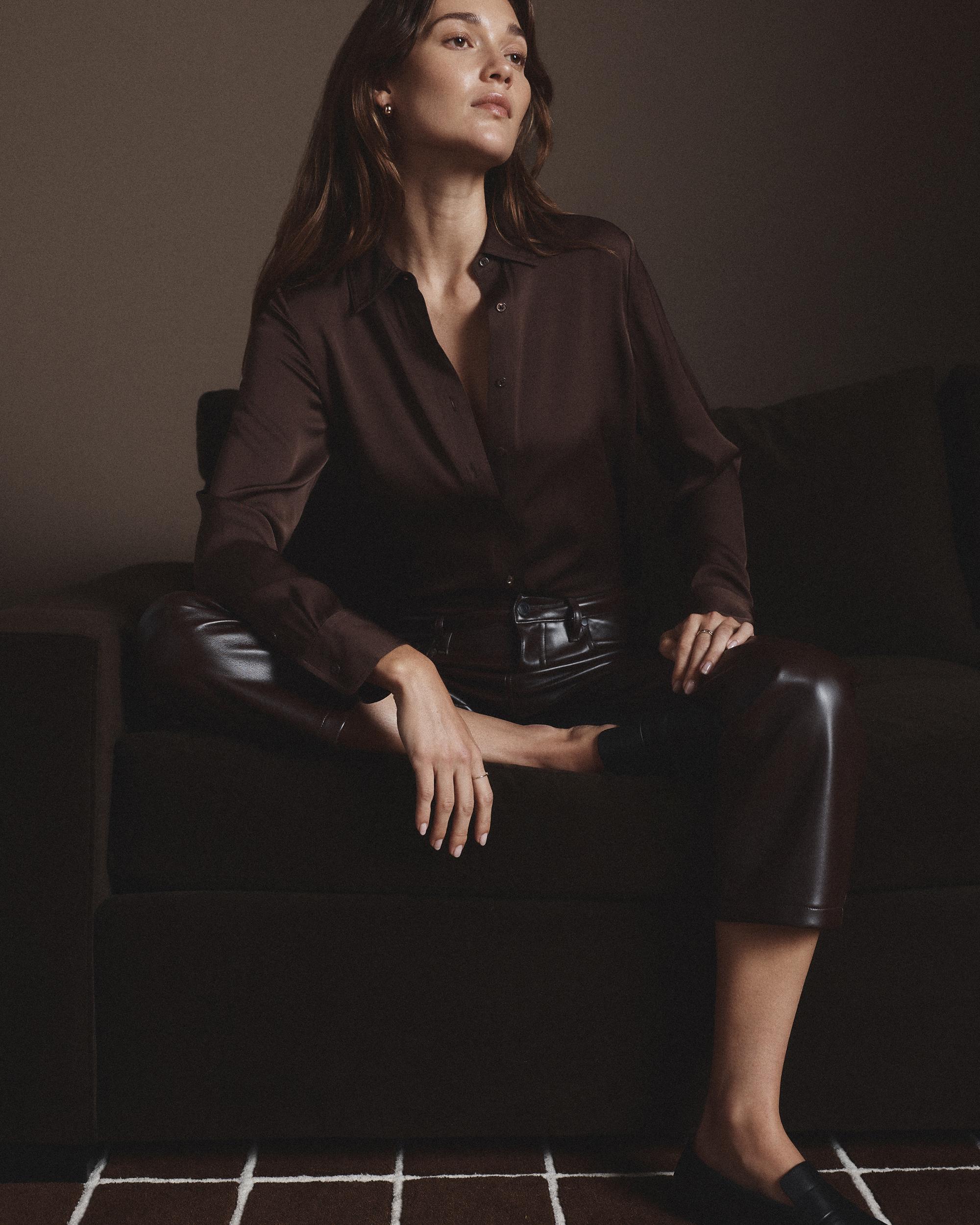 Quince | Women's Vegan Leather Straight Leg Pants Recycled Polyester Product Image