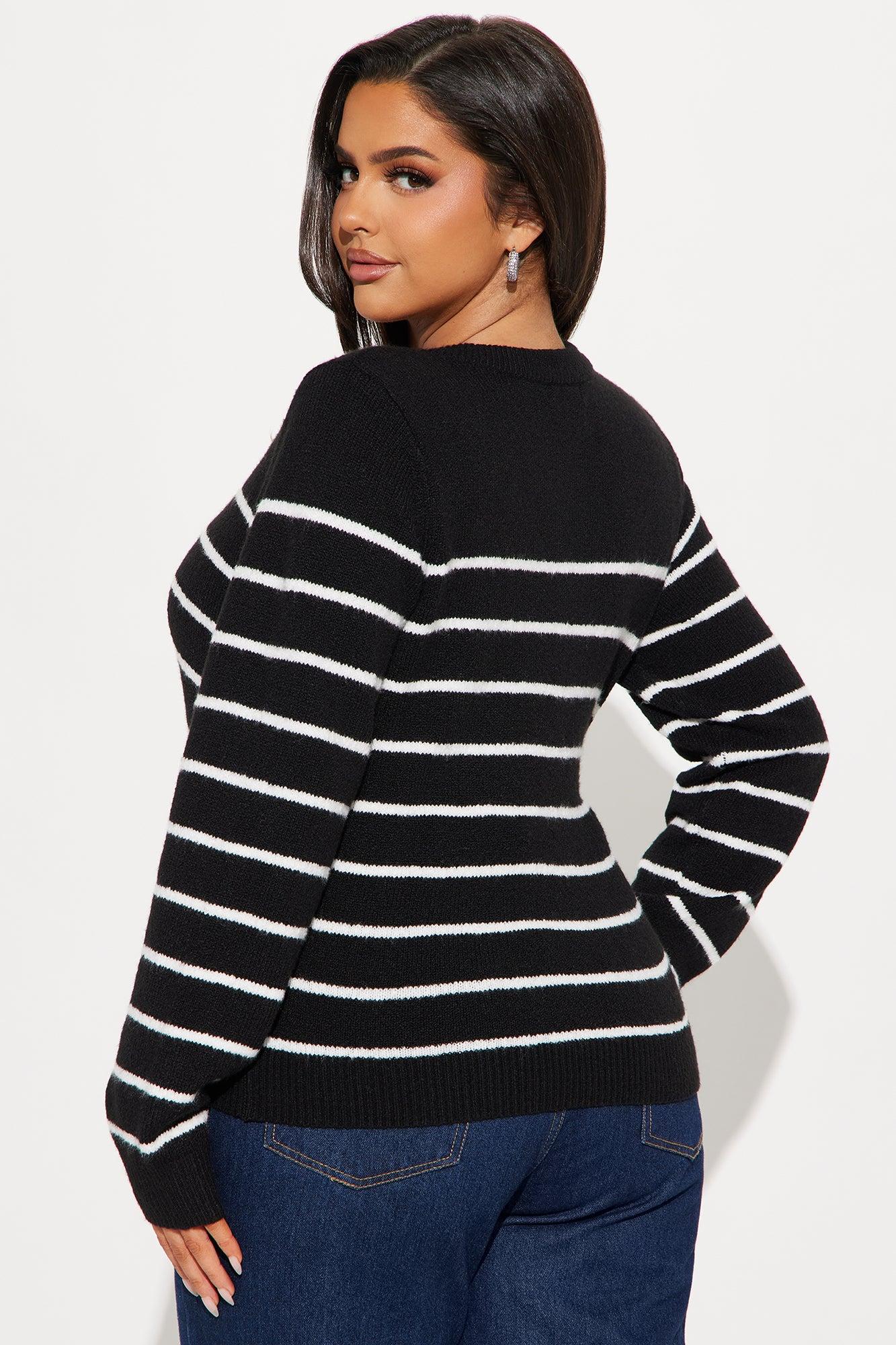 Simple Stripes Cardigan  - Black/White Product Image