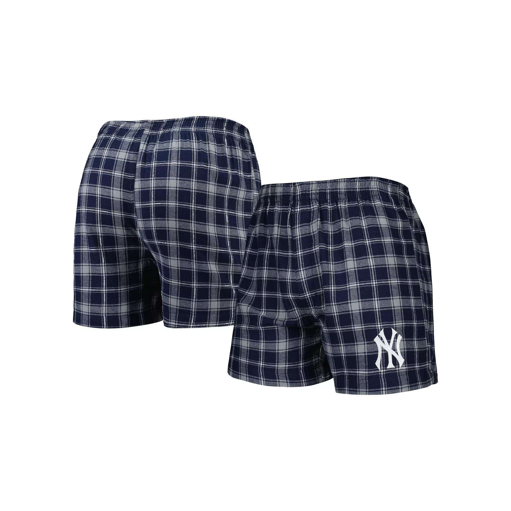 Men's Concepts Sport Navy/Gray New York Yankees Ledger Flannel Boxers, Size: 4XL, Blue Product Image