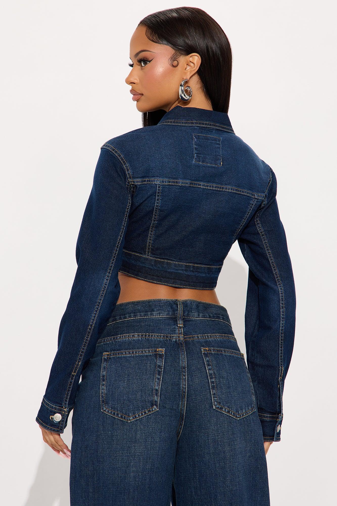 Camila Cropped Denim Trucker Jacket - Dark Wash Female Product Image