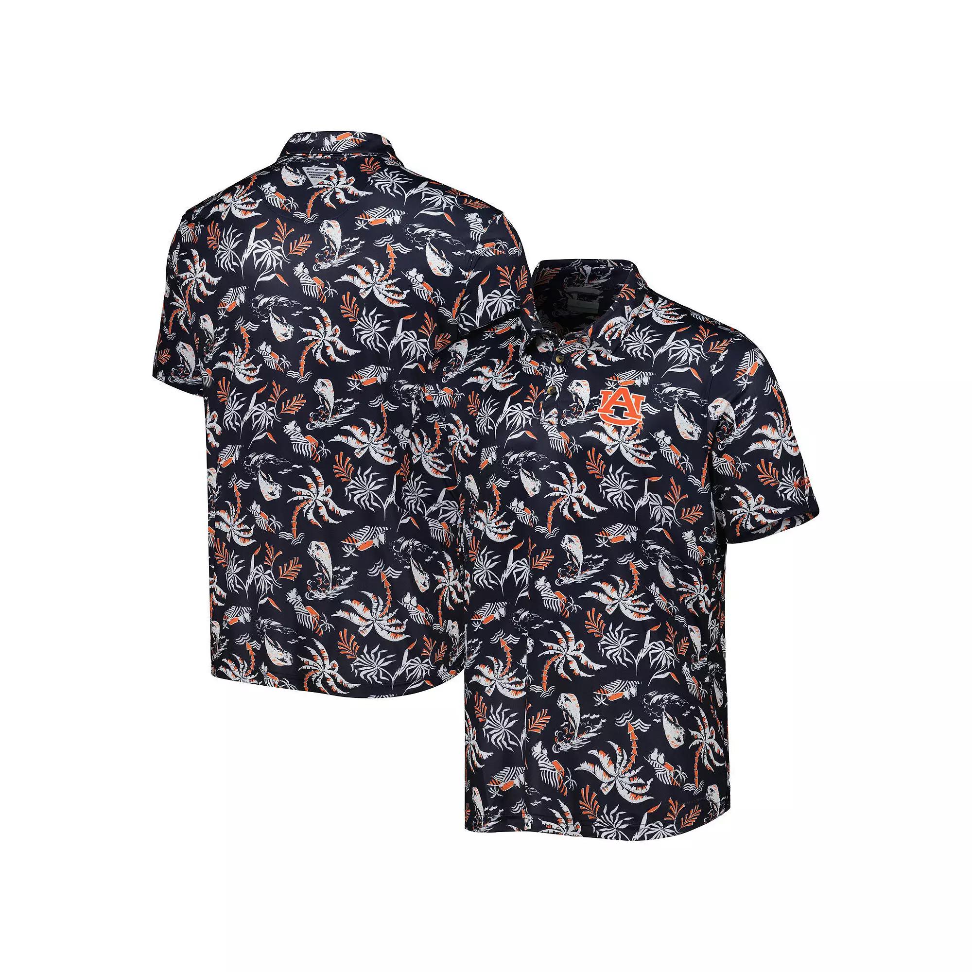 Men's Columbia Navy Auburn Tigers Super Terminal Tackle Omni-Shade Polo, Size: Large, Blue Product Image