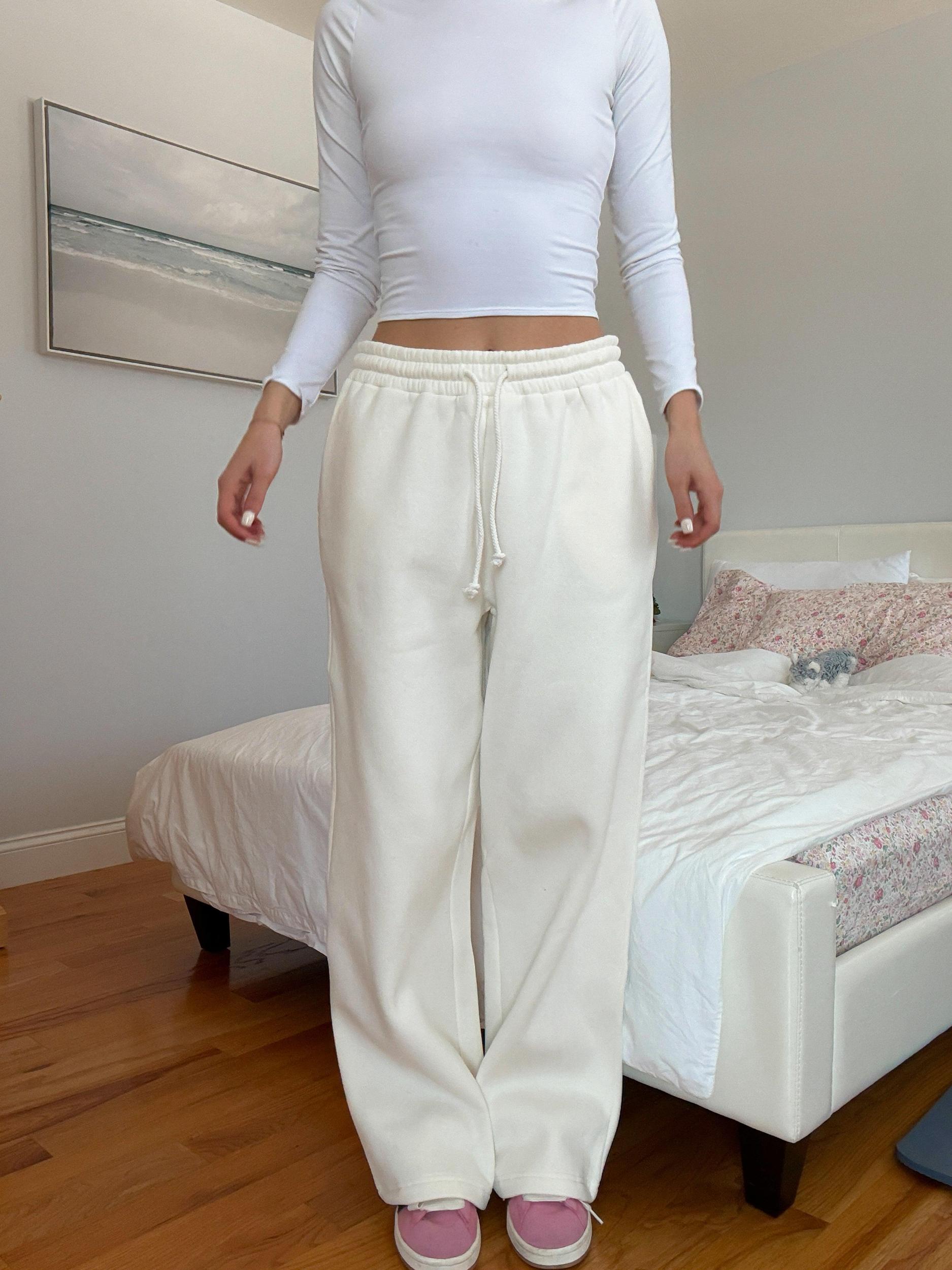 Ivory Basic  Blank Flare Sweatpants Product Image