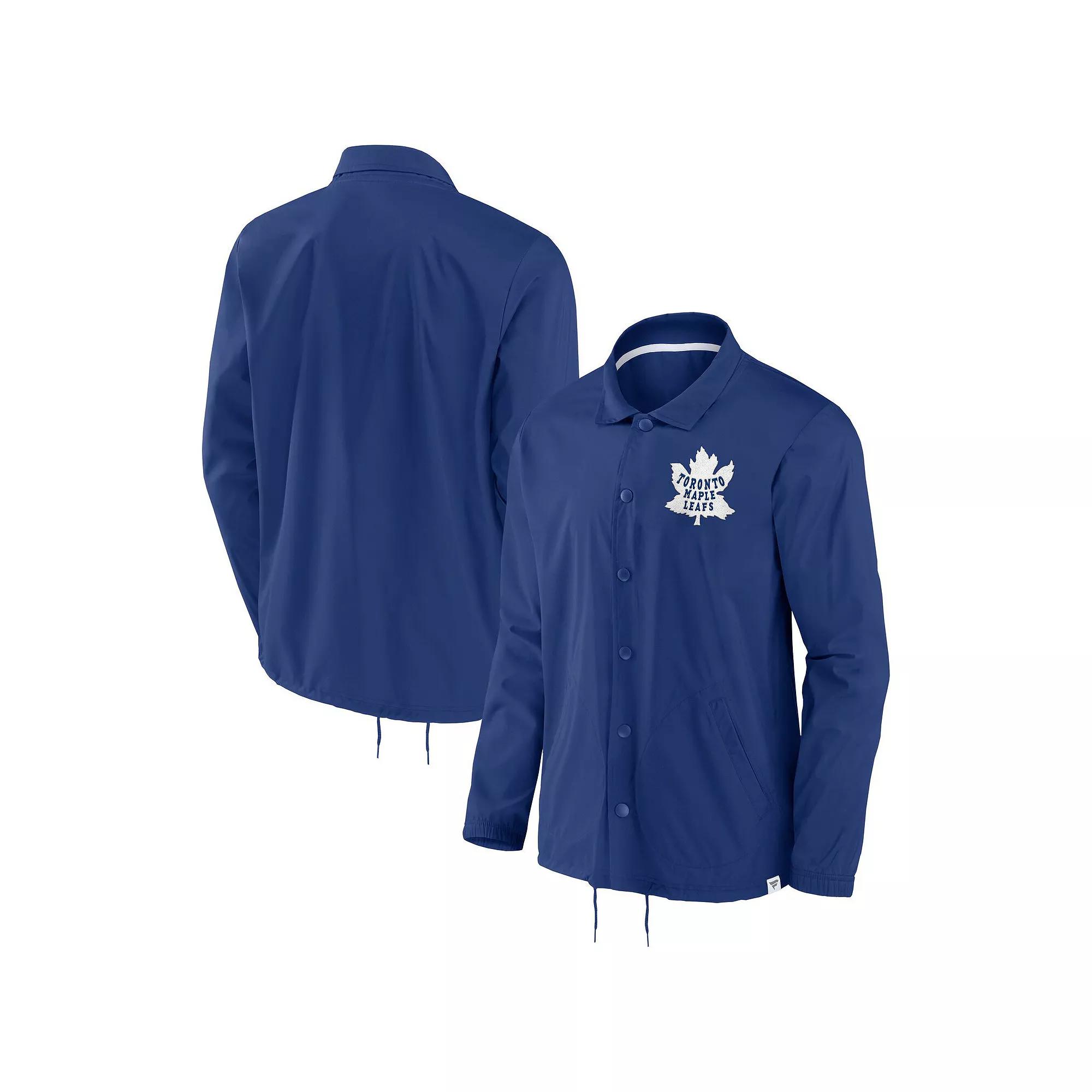 Men's Fanatics Blue Toronto Maple Leafs True Classics Varsity Coach Full-Snap Jacket,  Product Image