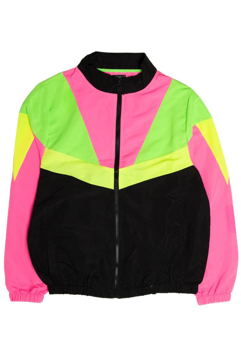 Black Neon Colorblocked Windbreaker Product Image