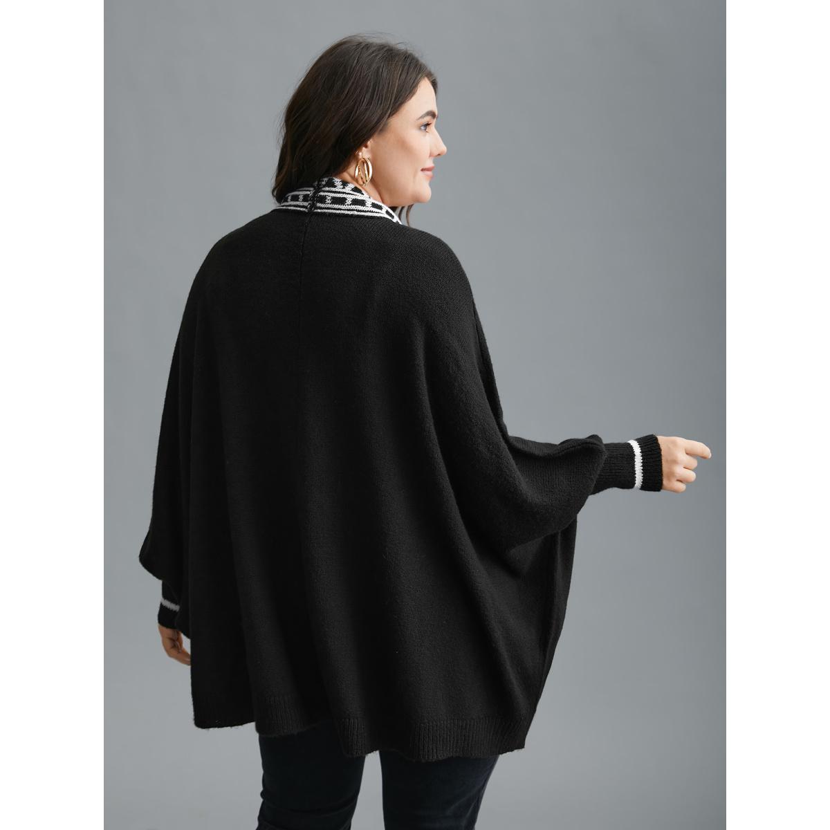 Plus Size Dolman Sleeves Kimono Collar Cardigan Black Women Casual Loose Long Sleeve Everyday Cardigans BloomChic 10/M Product Image