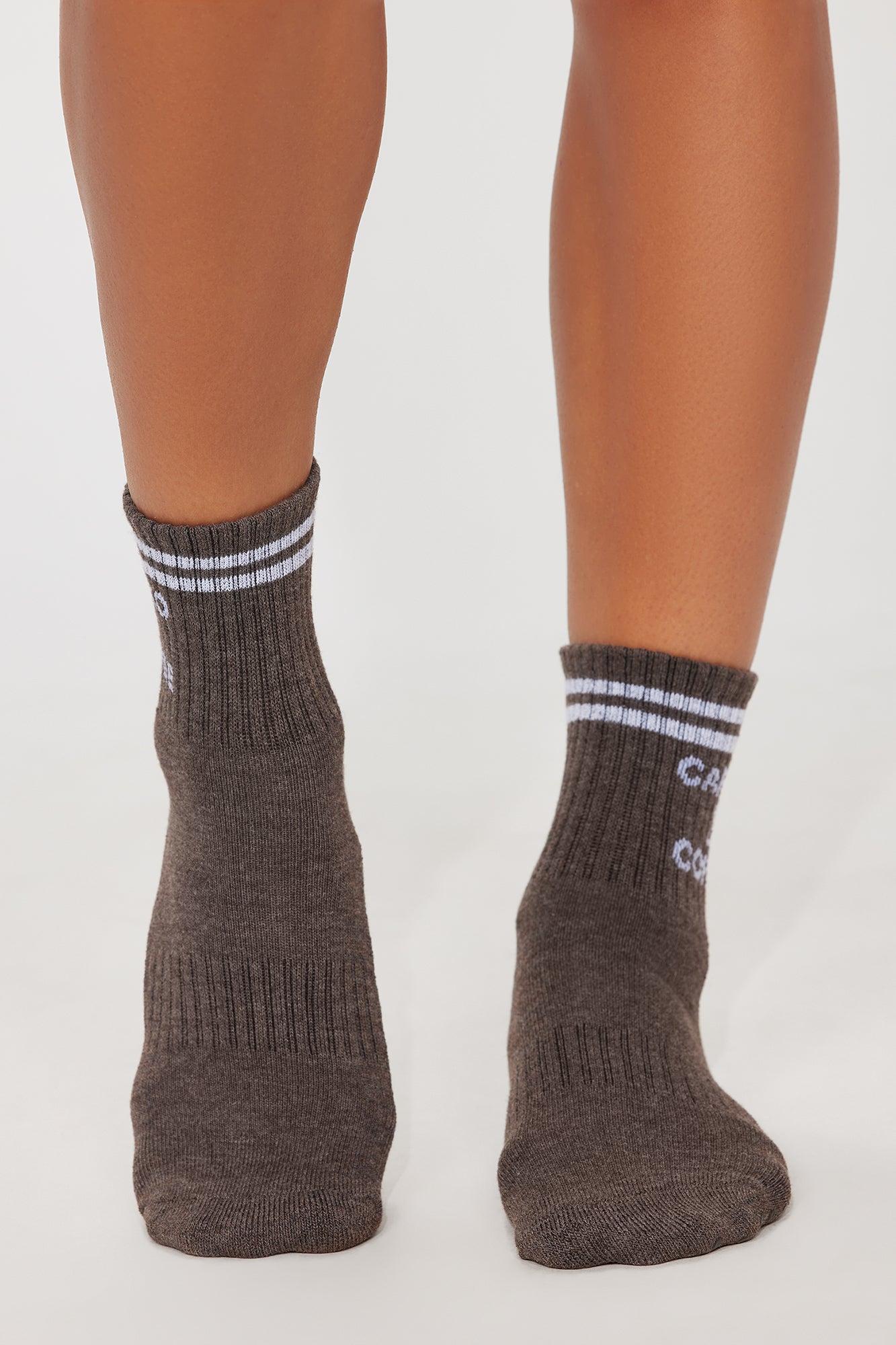 Cardio And Coffee Pilate Socks - Brown Female Product Image