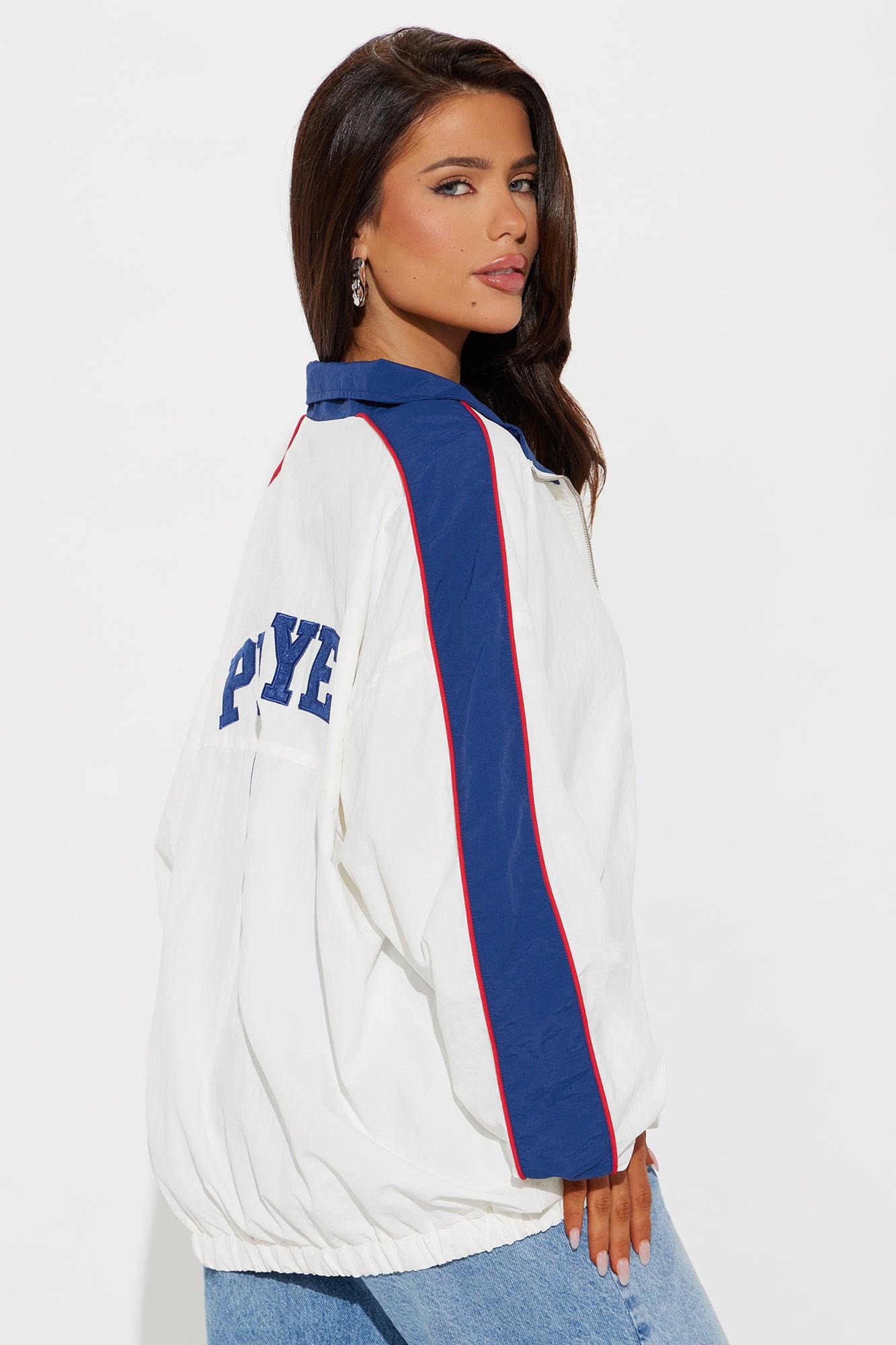 Player One Sporty Oversized Windbreaker - White/combo Product Image