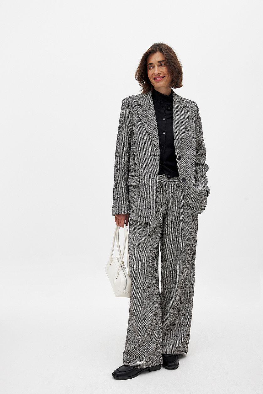 Wide Mid Waist Twill Trousers Product Image