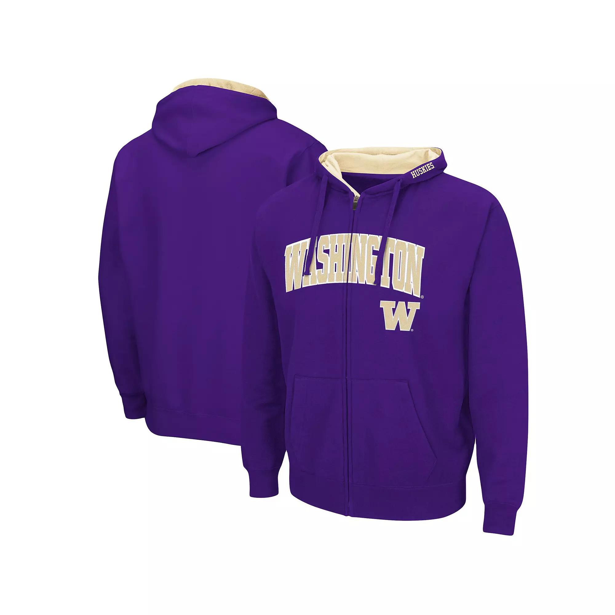 Men's Colosseum Purple Washington Huskies Arch & Logo 3.0 Full-Zip Hoodie, Size: Medium Product Image