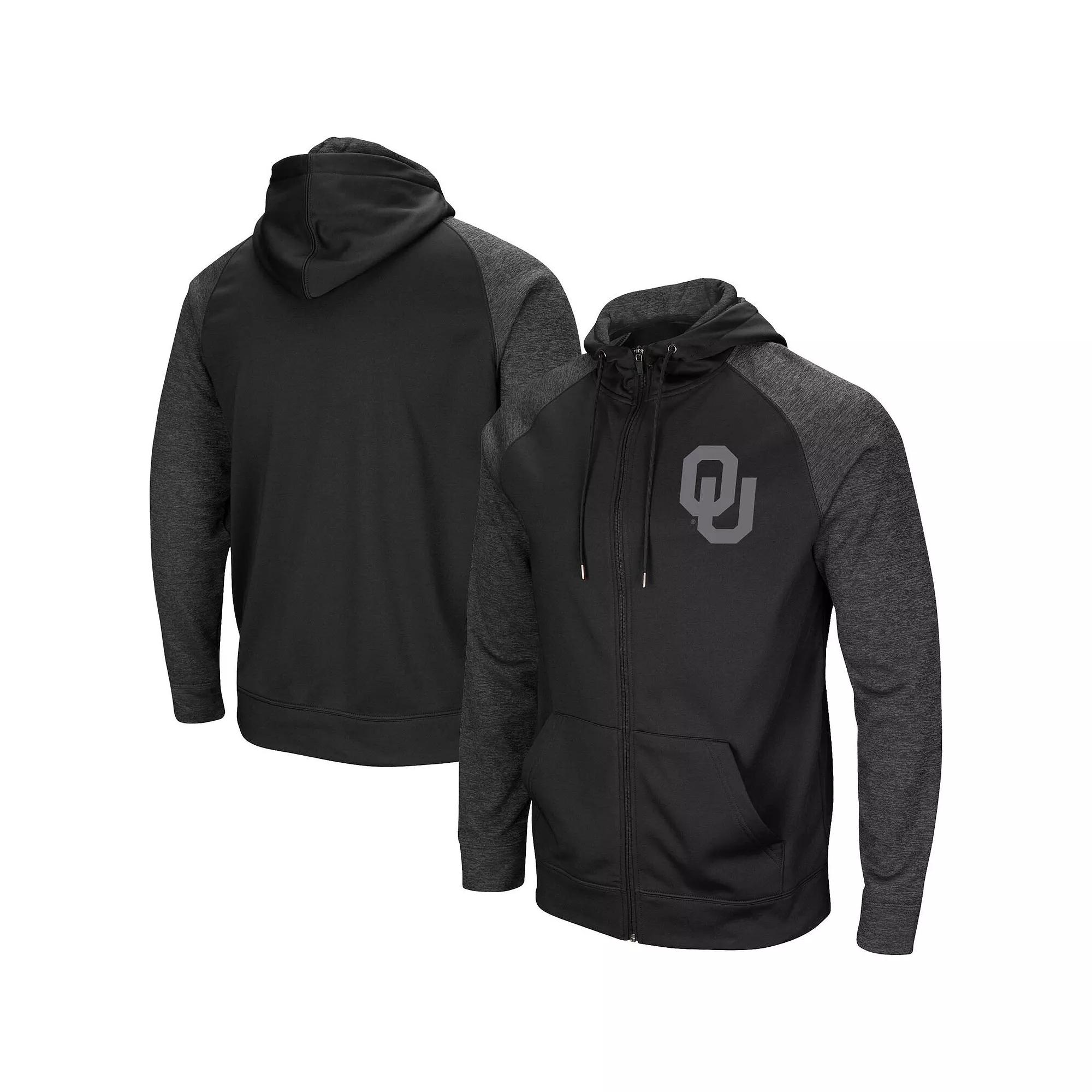 Men's Colosseum Black Pitt Panthers Blackout 3.0 Tonal Raglan Full-Zip Hoodie,  Product Image