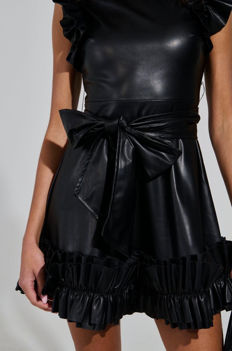 PURE BLISS PU RUFFLE MINI DRESS Product Image