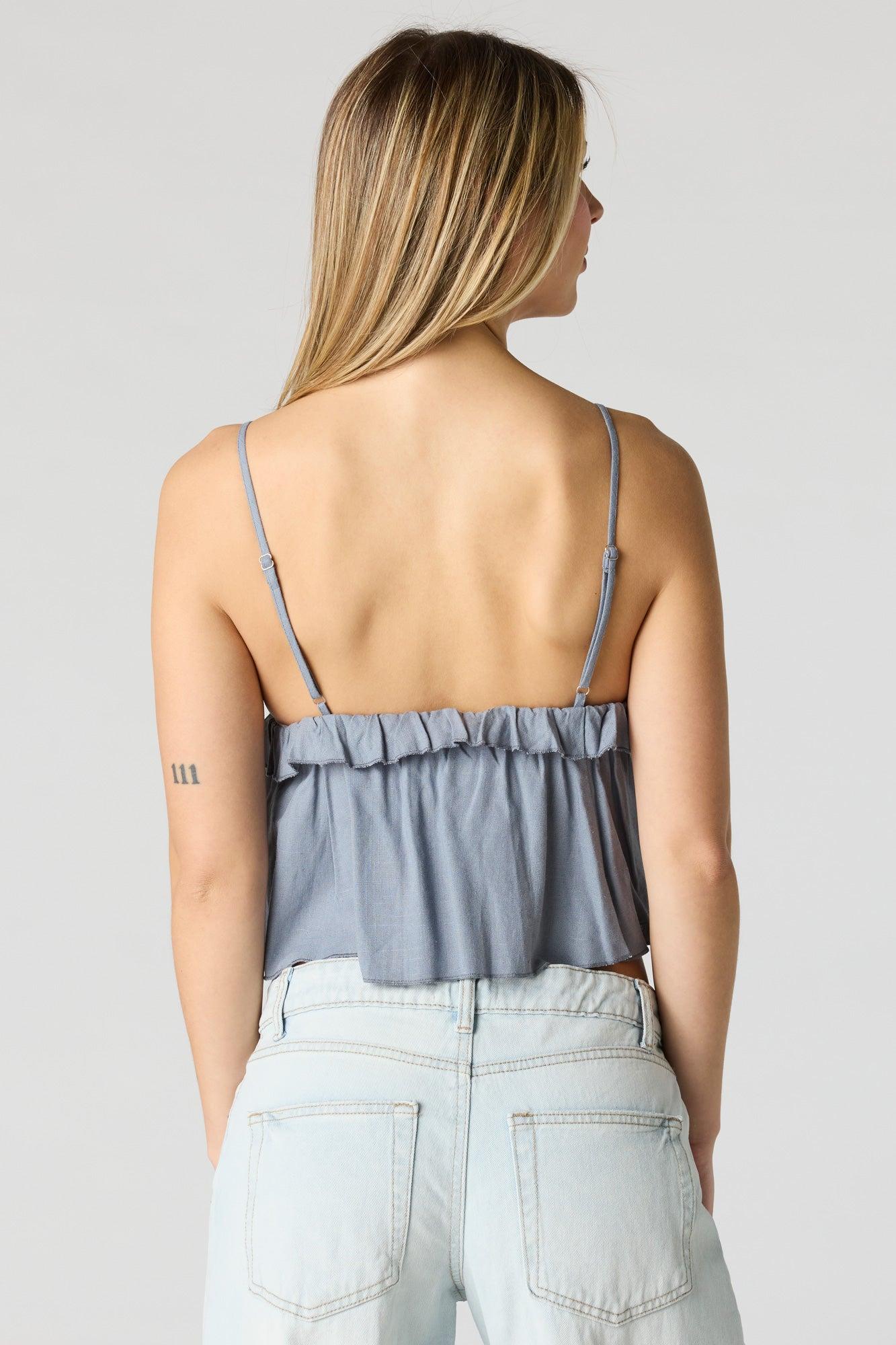 Linen-Blend Babydoll Tank Female Product Image