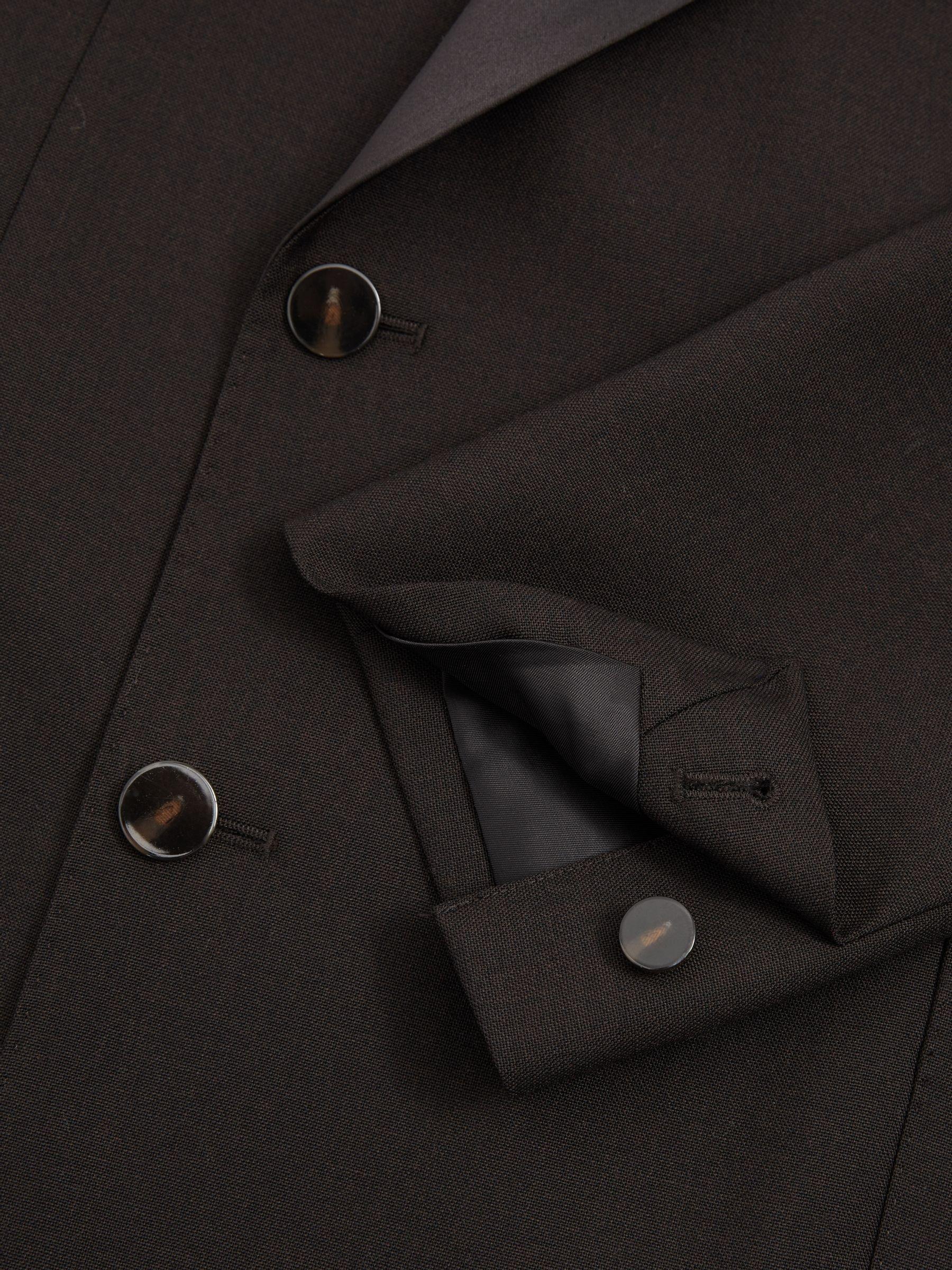 Double-Breasted Tuxedo Jacket in Wool in Brown Product Image