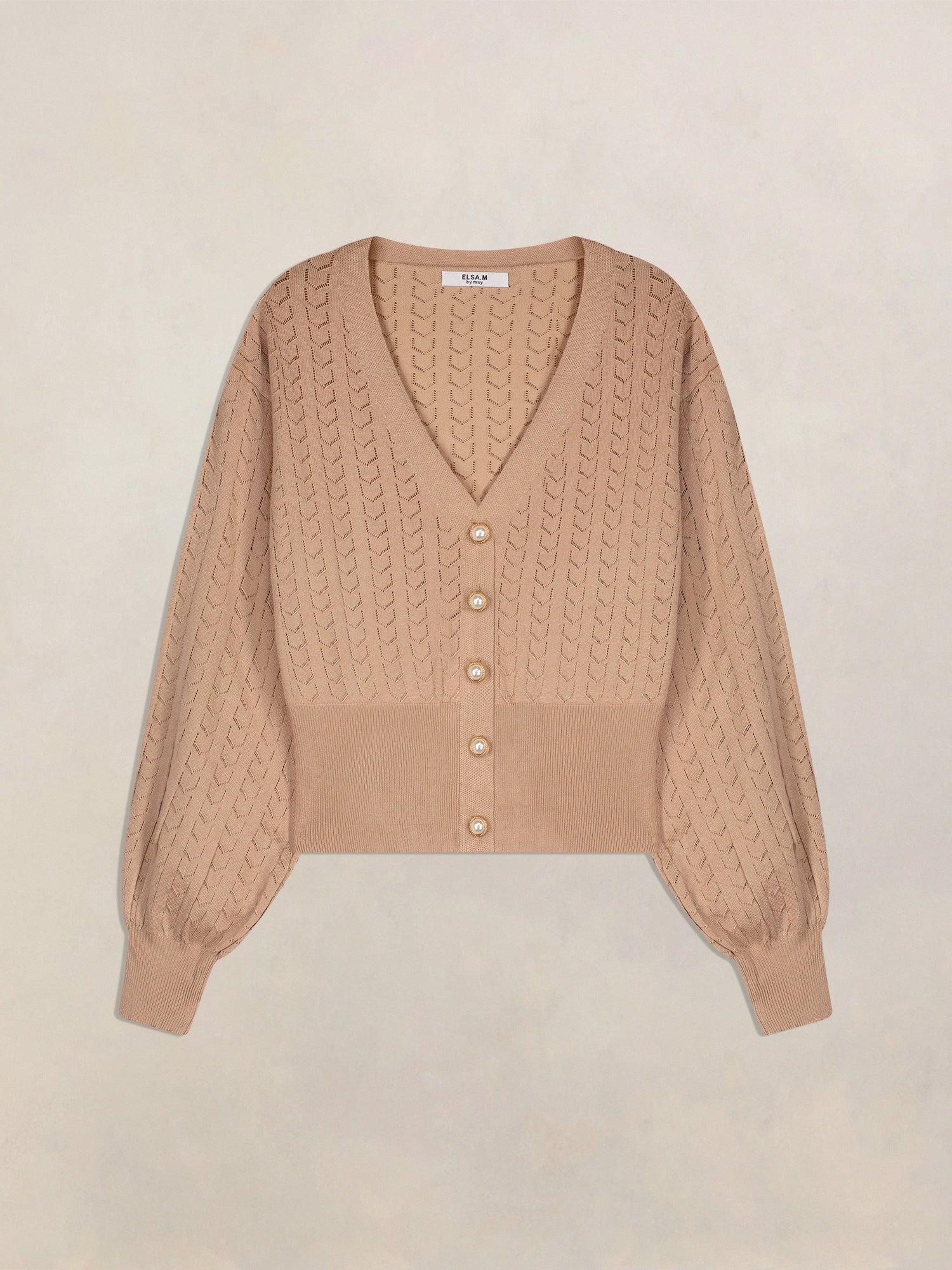 Pink Orchid The Karyn Pointelle V-Neck Knit Cardigan Product Image