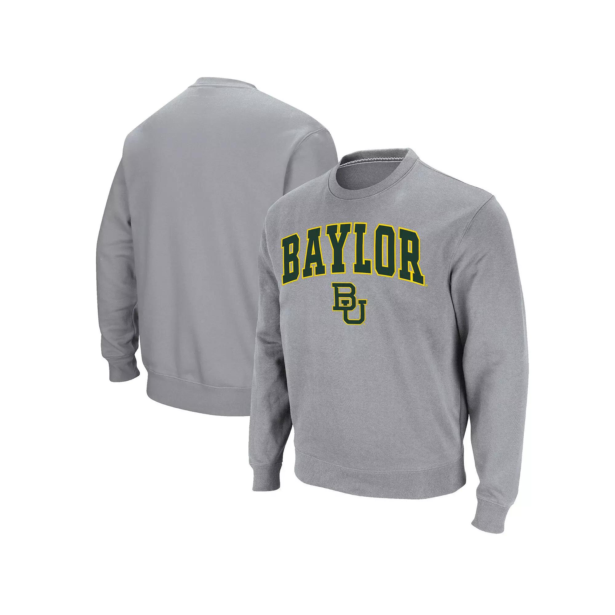 Men's Colosseum Heathered Gray Baylor Bears Arch & Logo Pullover Sweatshirt,  Product Image