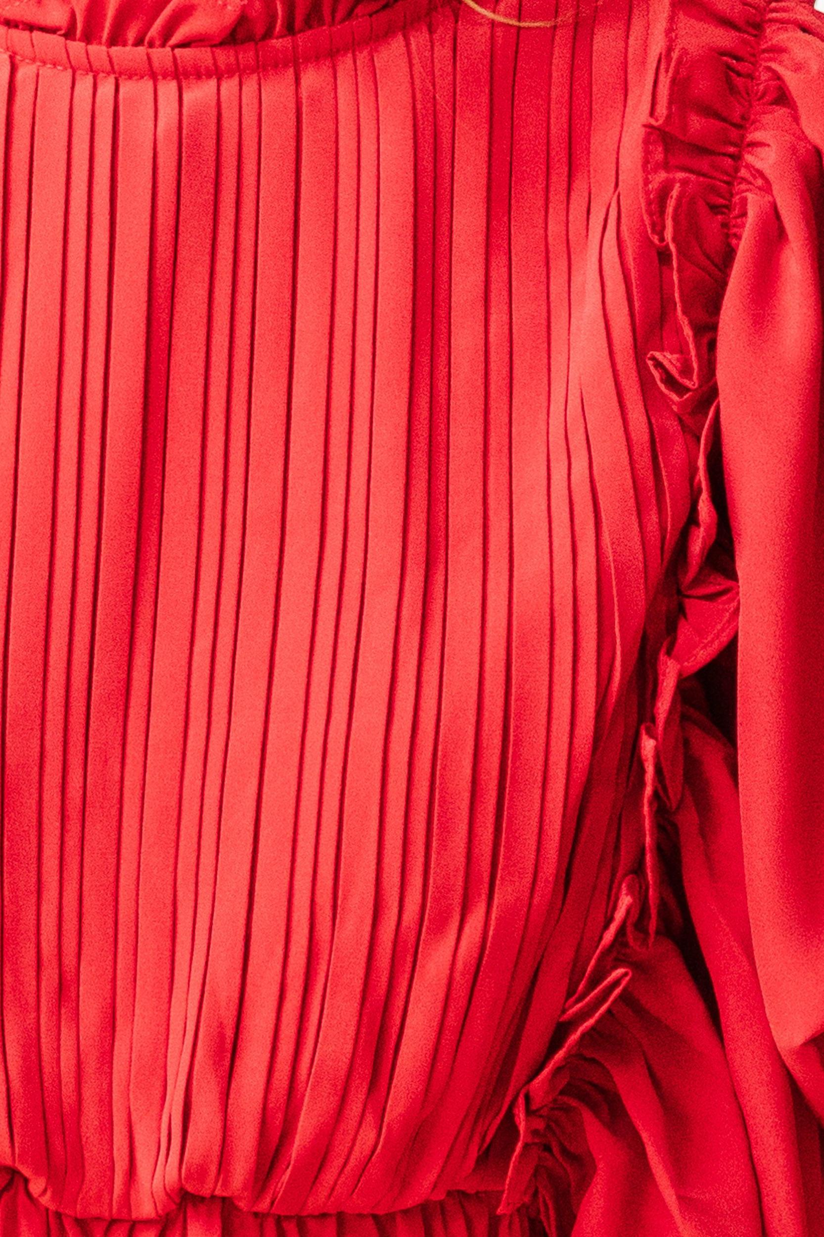 All The Good Red Ruffled Midi Dress Female Product Image