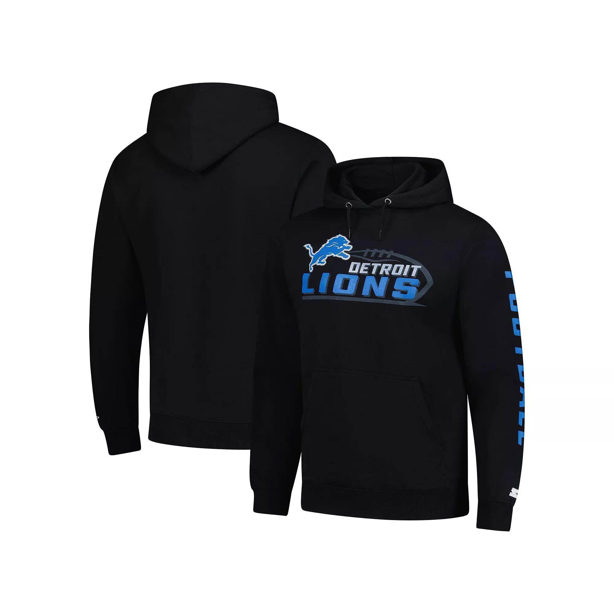 Men's Starter Black Detroit Lions Vintage Pullover Hoodie,  Product Image