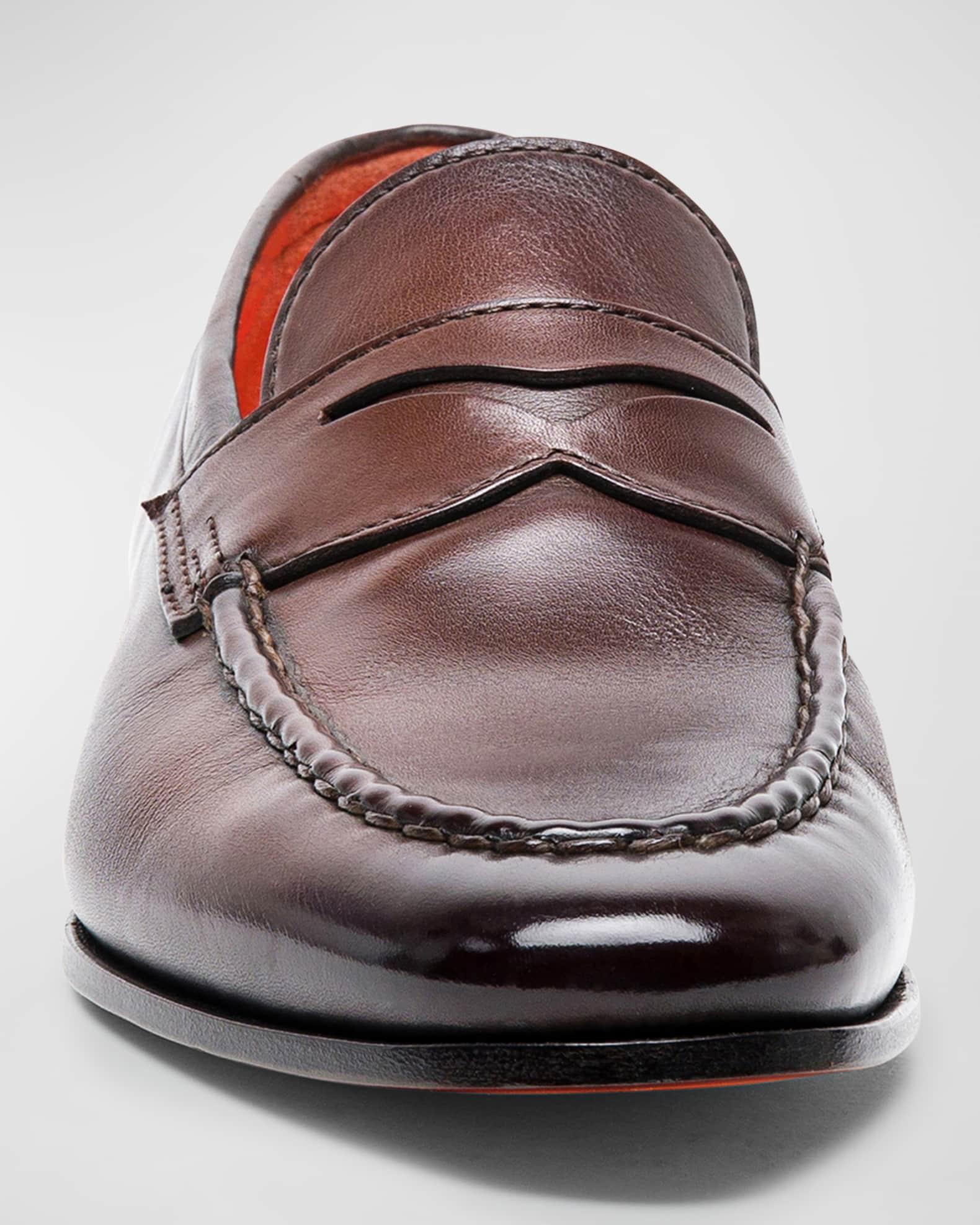 Men's Door Burnished Leather Penny Loafers  Product Image