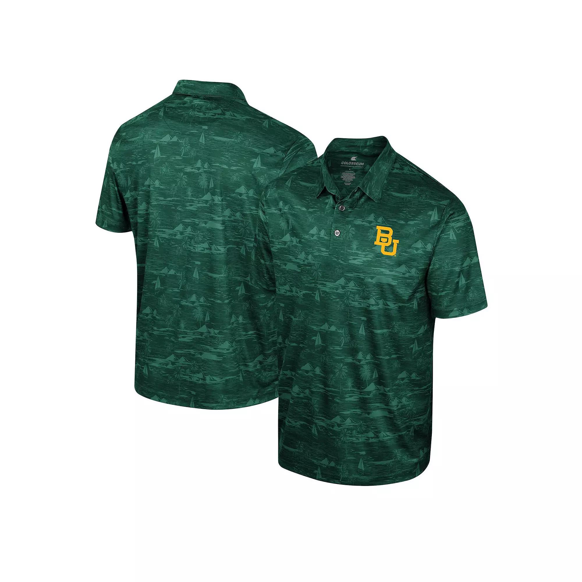 Men's Colosseum Green Baylor Bears Daly Print Polo,  Product Image