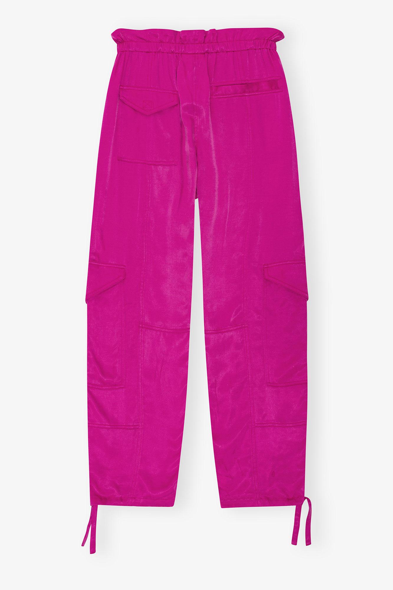 Pink Washed Satin Pocket Pants Product Image