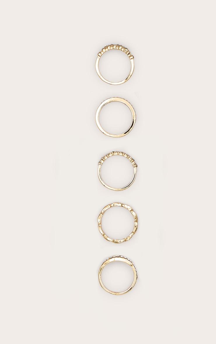 Gold Paved Ring Set 5 Pack Product Image
