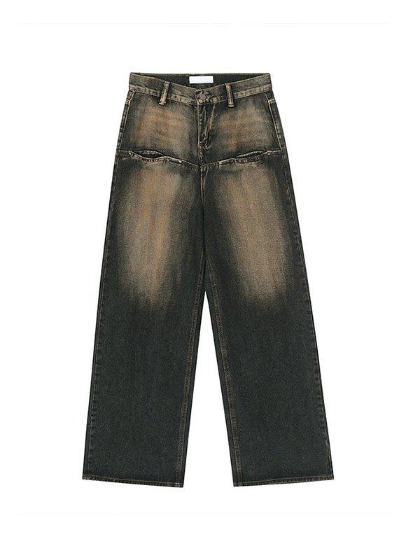 Contrast Wash Distressed Vintage Boyfriend Jeans Product Image