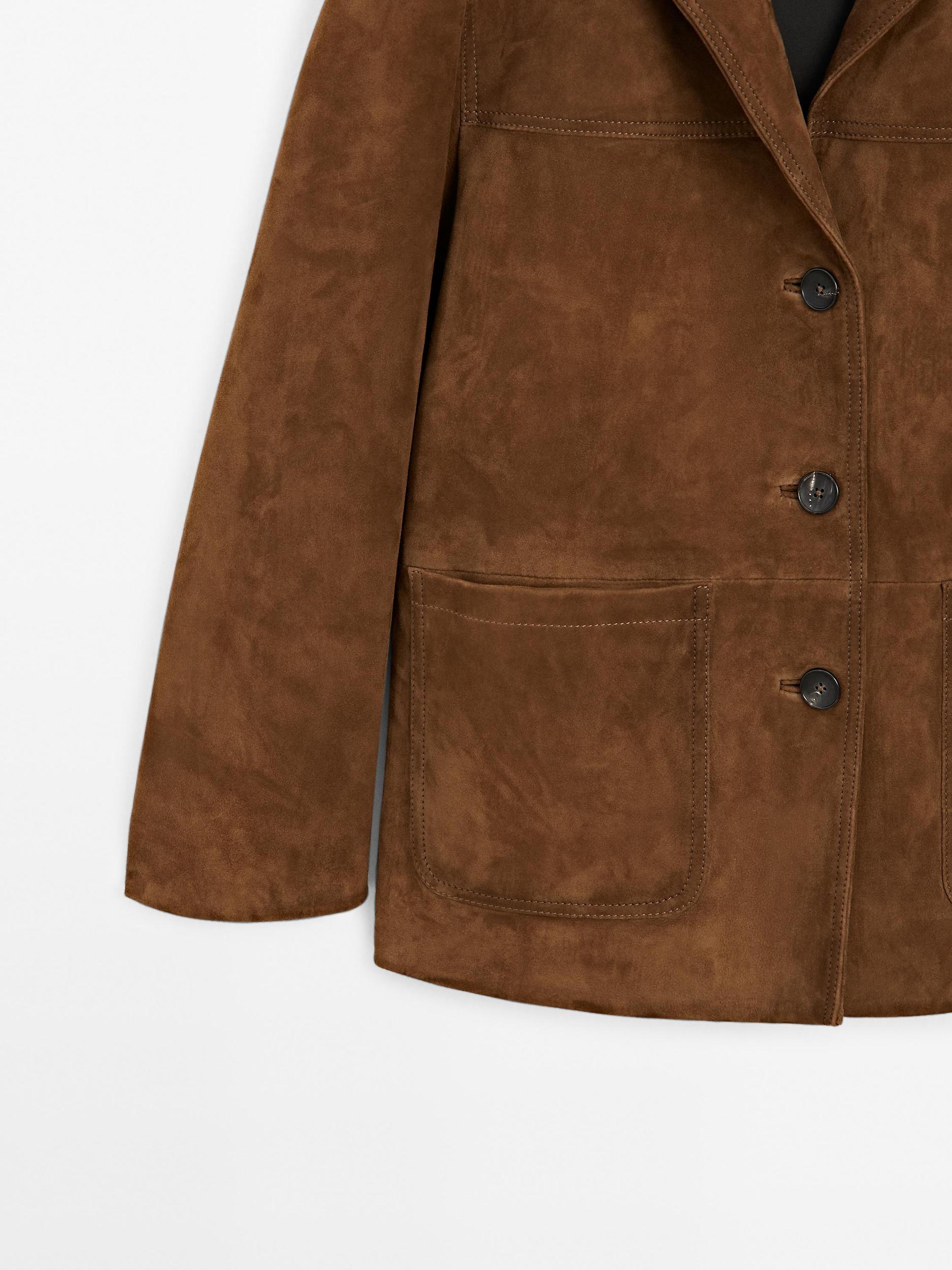 Suede leather blazer with topstitching Product Image