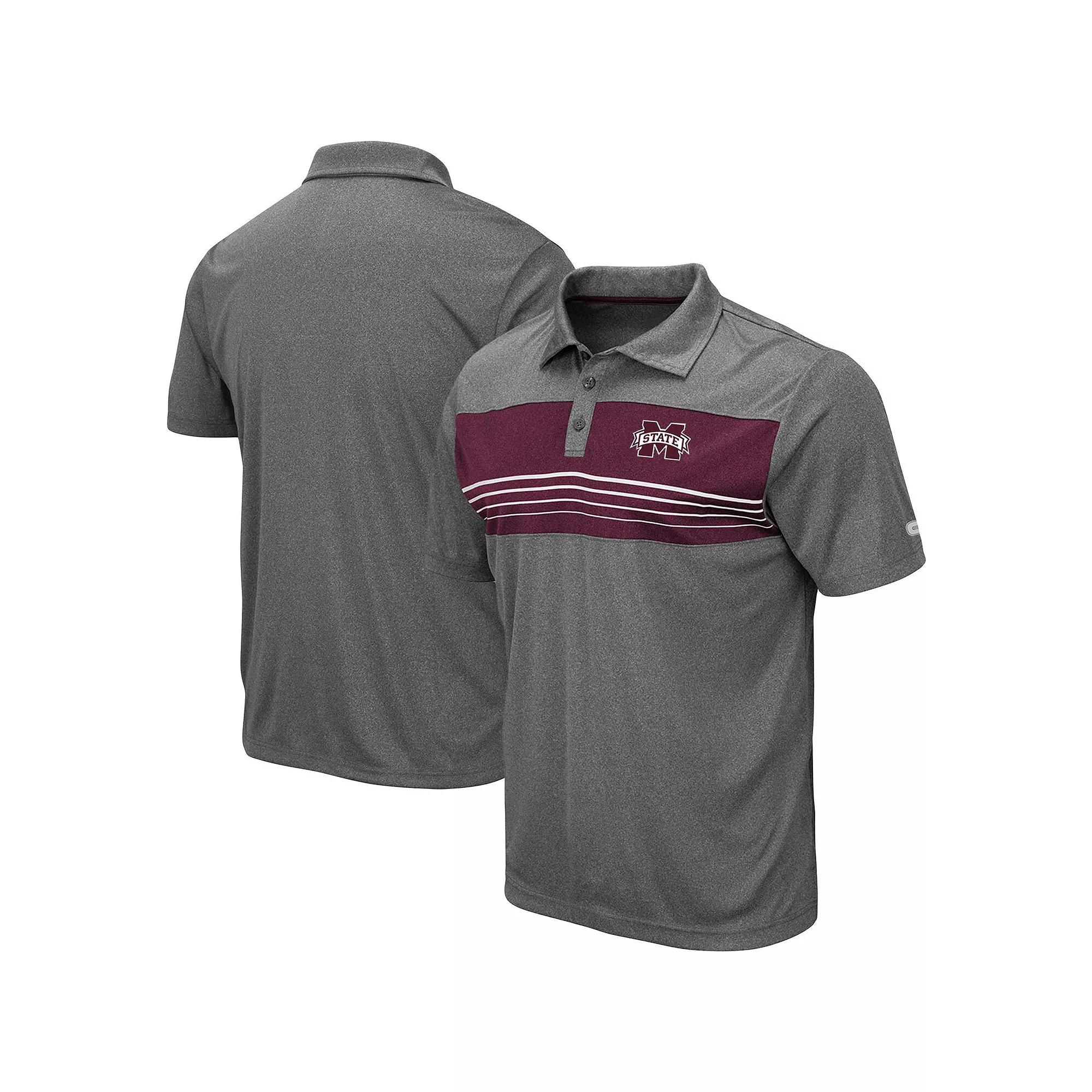 Men's Colosseum Heathered Charcoal Mississippi State Bulldogs Smithers Polo, Size: Medium, Mst Charco Product Image