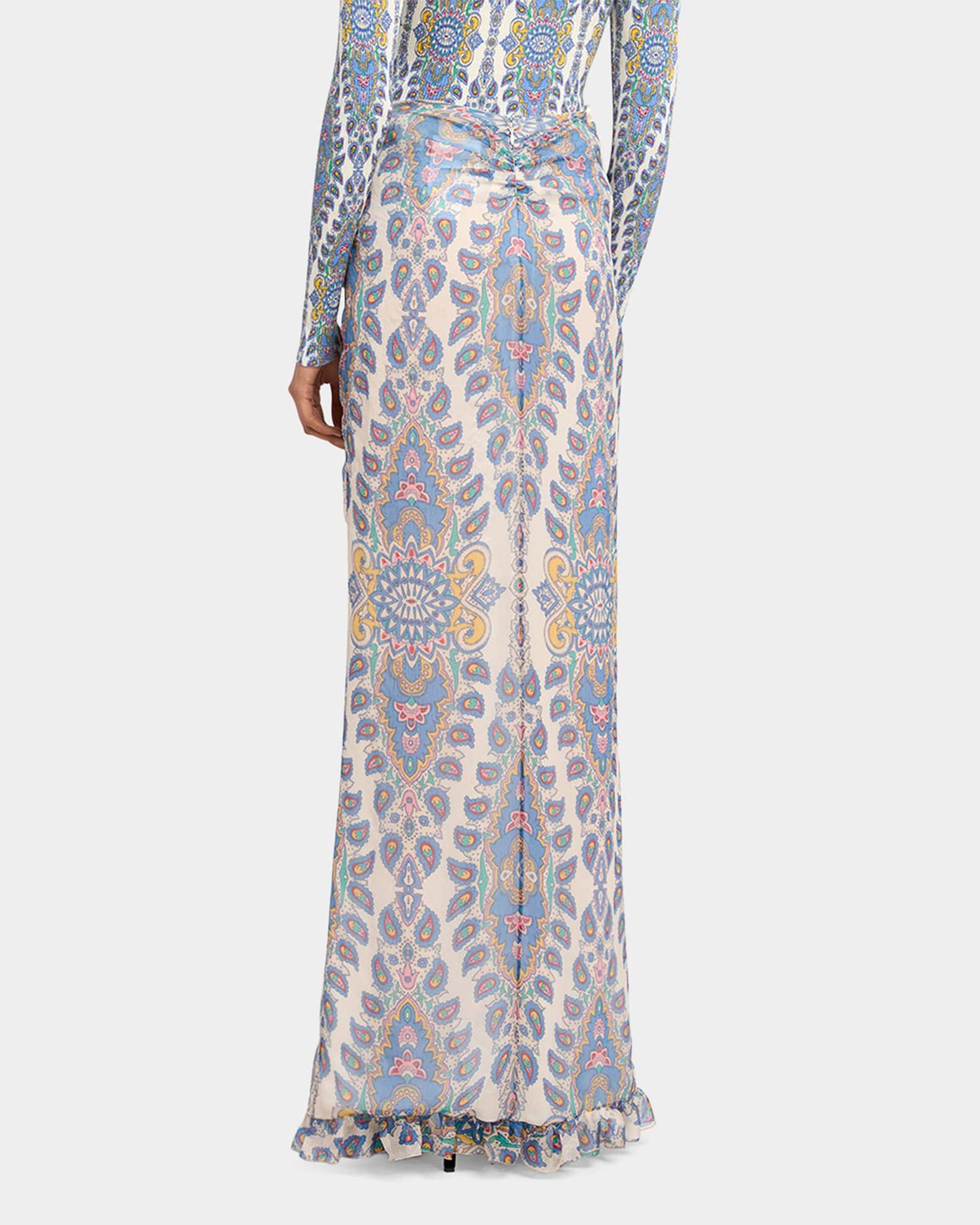 Long Paisley Twist-Front Skirt Product Image