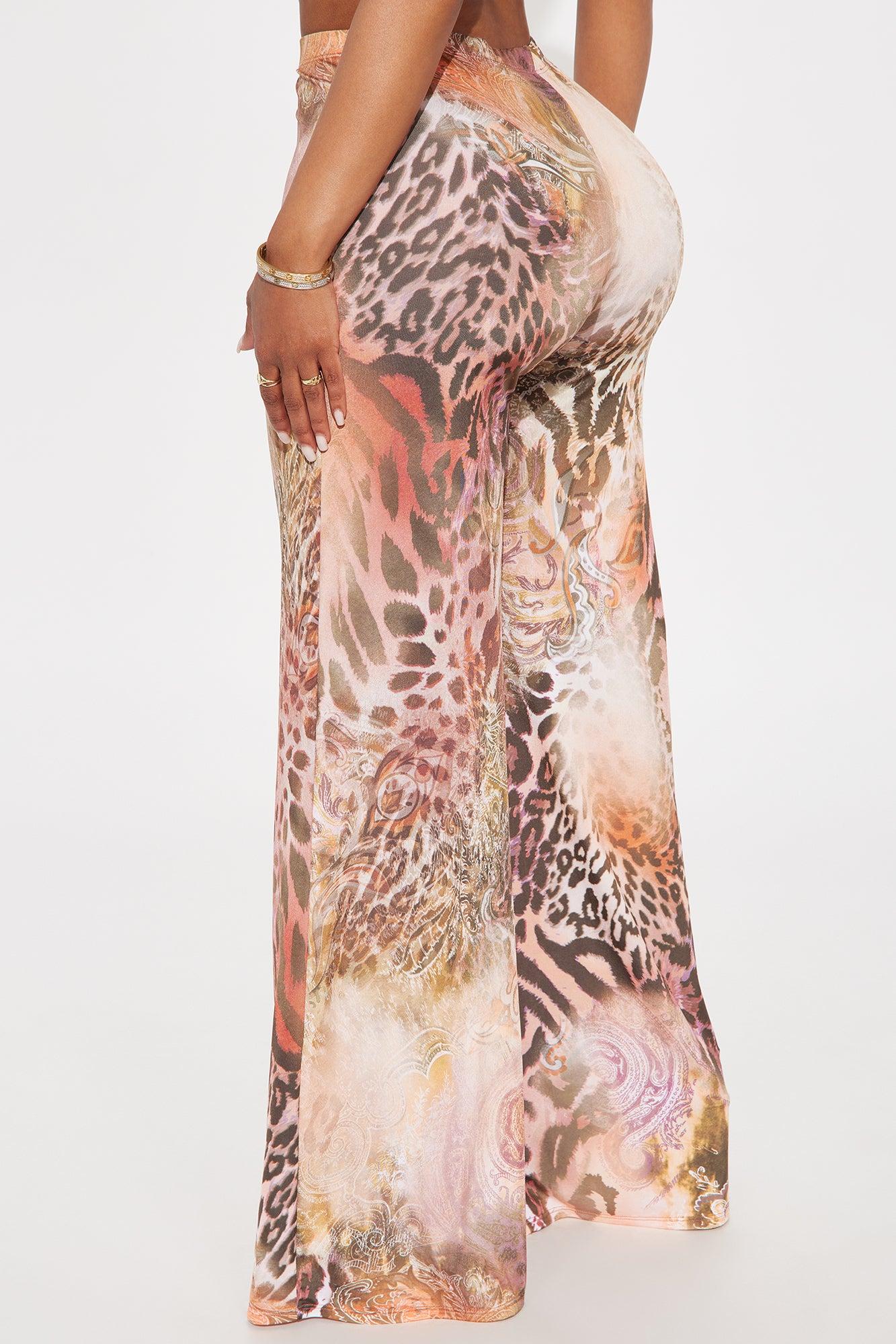 Wild Desire Leopard Wide Leg Pant - Rust/combo Product Image