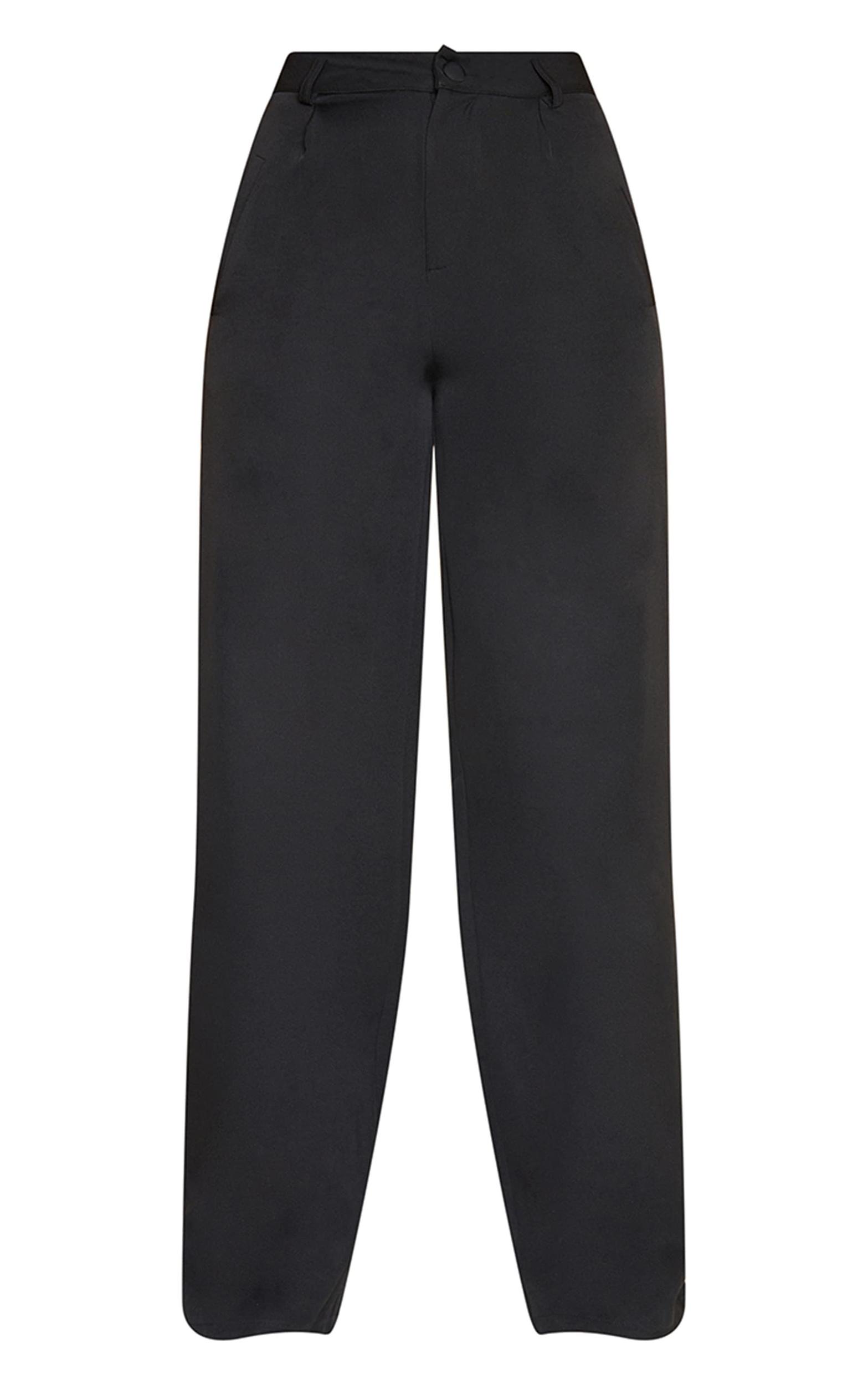 Black Woven Pleat Detail Wide Leg Pants Product Image