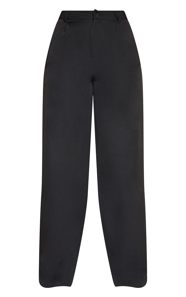 Black Woven Pleat Detail Wide Leg Pants Product Image