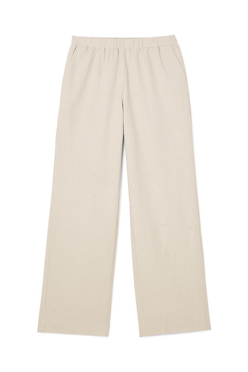 Linen Blend Loose High Waist Pants Product Image