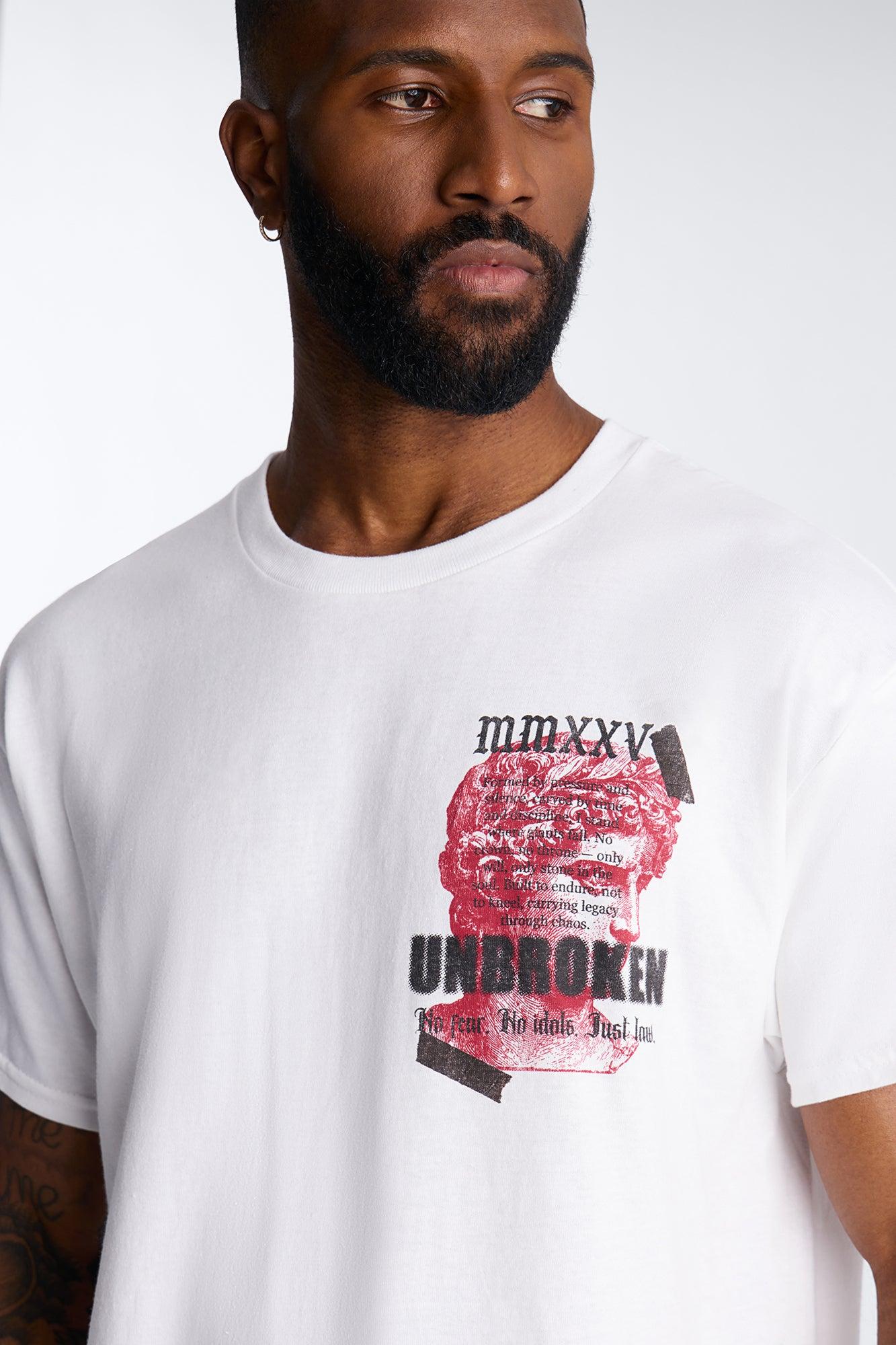 Unbroken And Focused Oversized Short Sleeve Tee - White Product Image
