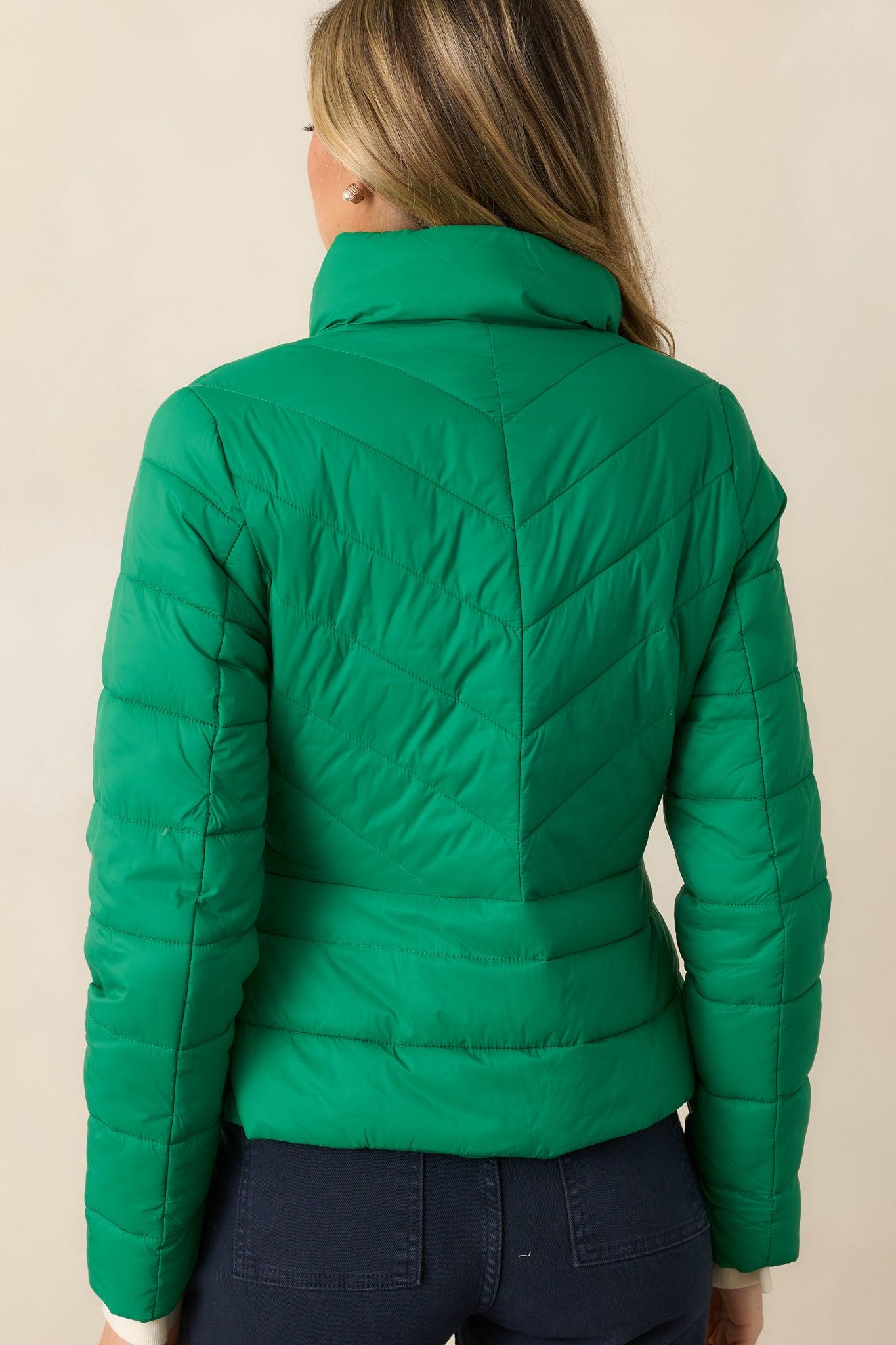 I Mean It Kelly Green Puffer Jacket Product Image