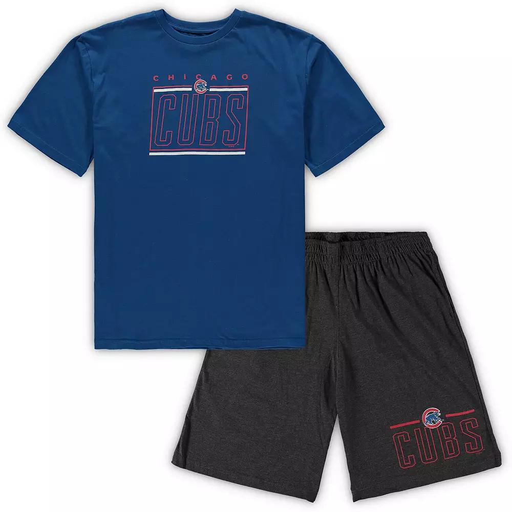Men's Concepts Sport Royal/Heathered Charcoal Chicago Cubs Big & Tall T-Shirt & Shorts Sleep Set,  Product Image