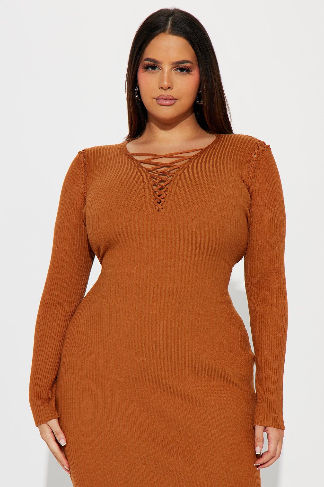 Sara Sweater Maxi Dress - Cognac Female Product Image