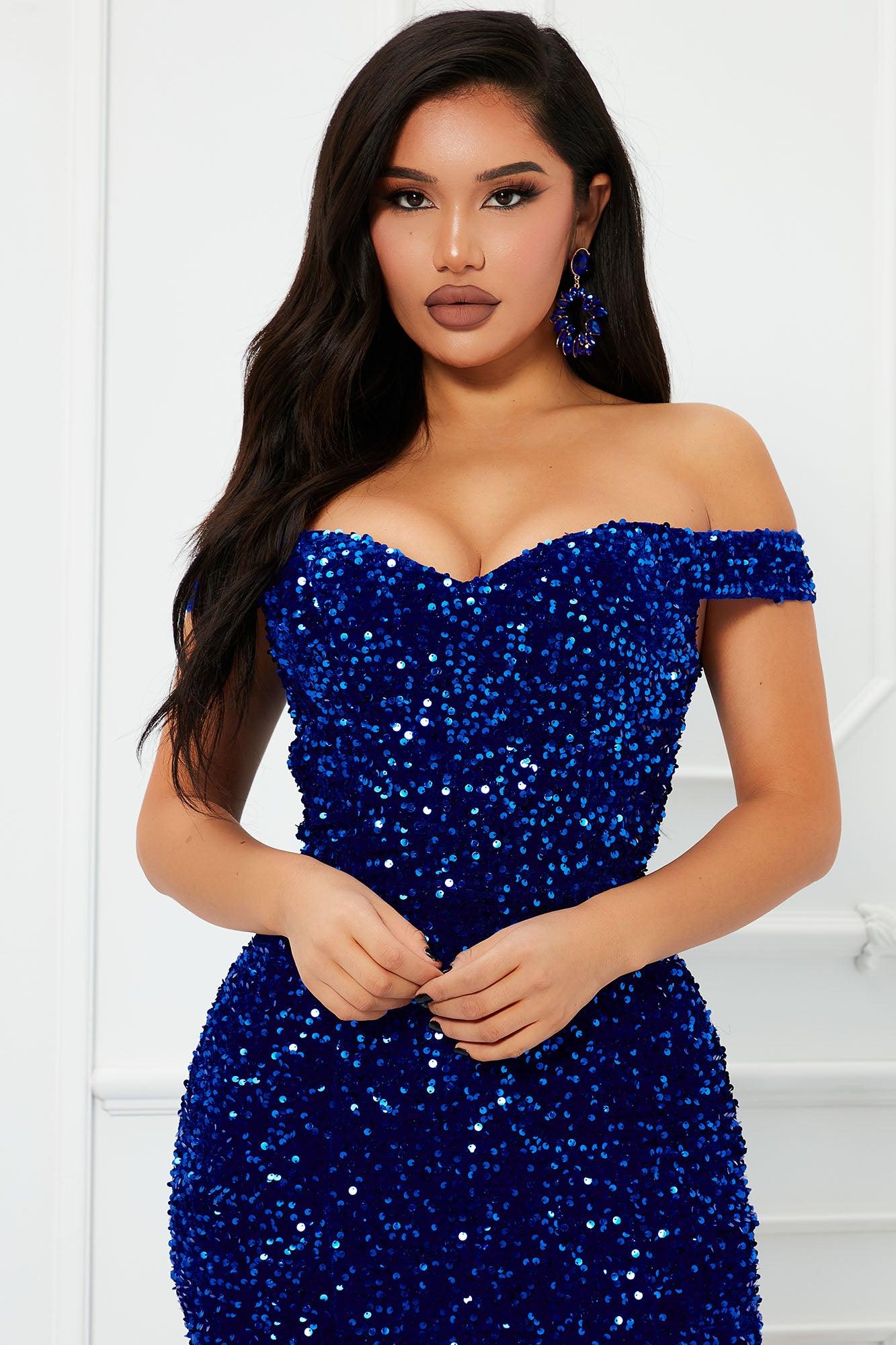 Alora Sequin Maxi Gown - Royal Product Image