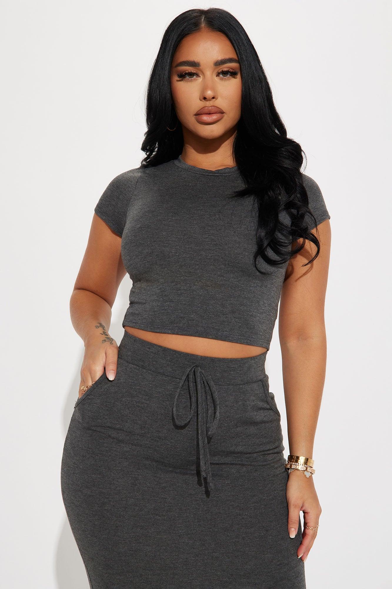 Casual Lover Skirt Set - Charcoal Product Image