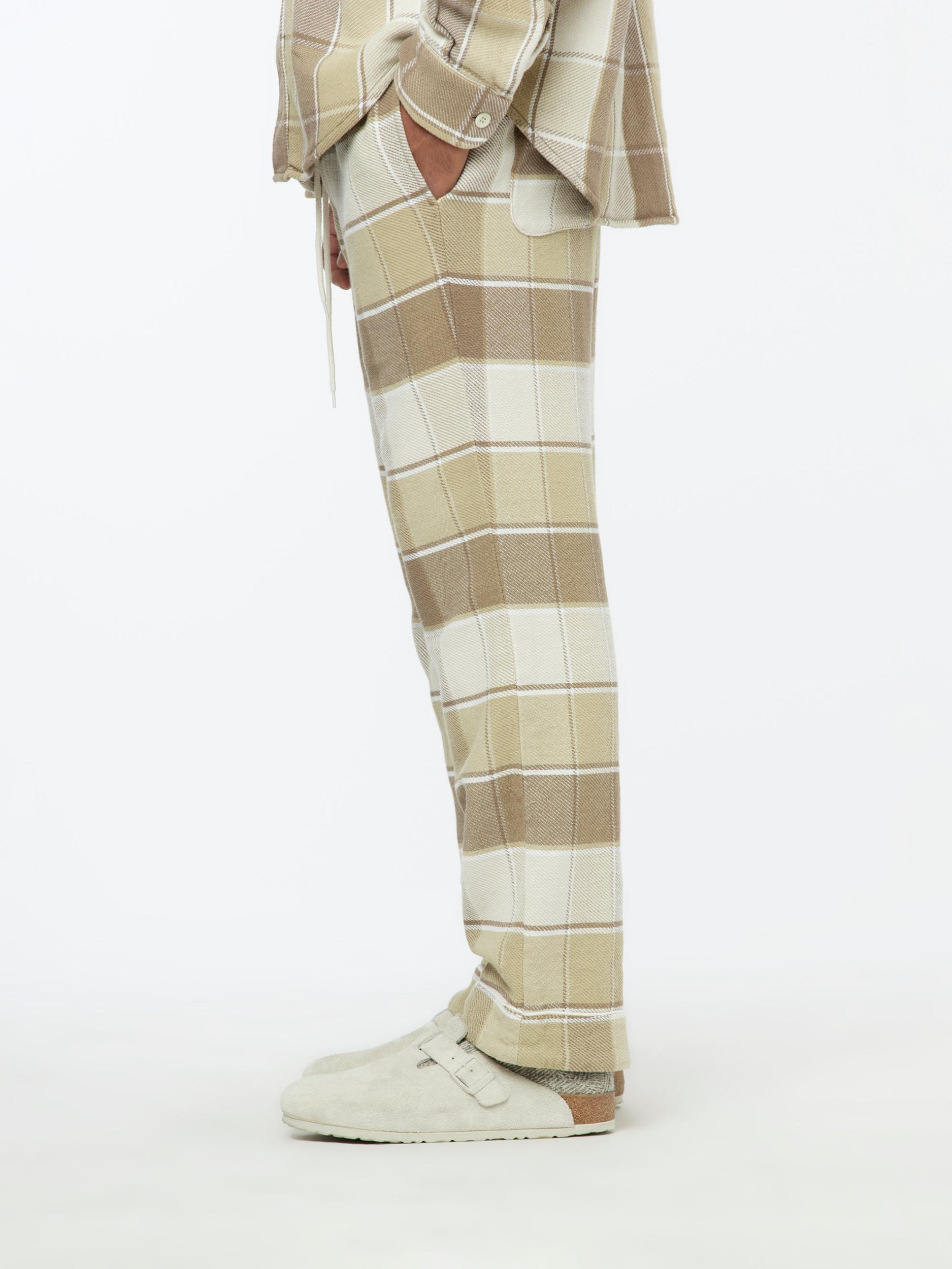 Checkered Pajama Pants (Beige) Product Image
