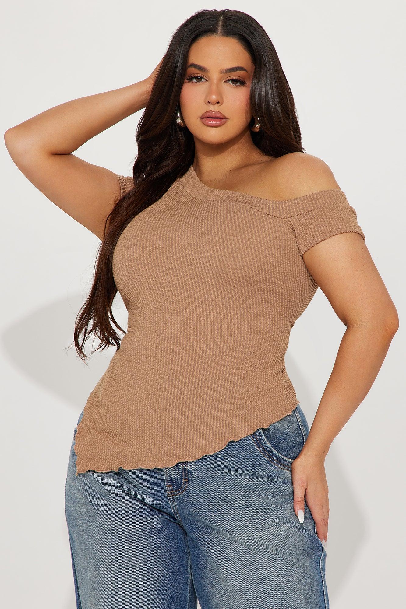 Isabella One Shoulder Top - Taupe Product Image