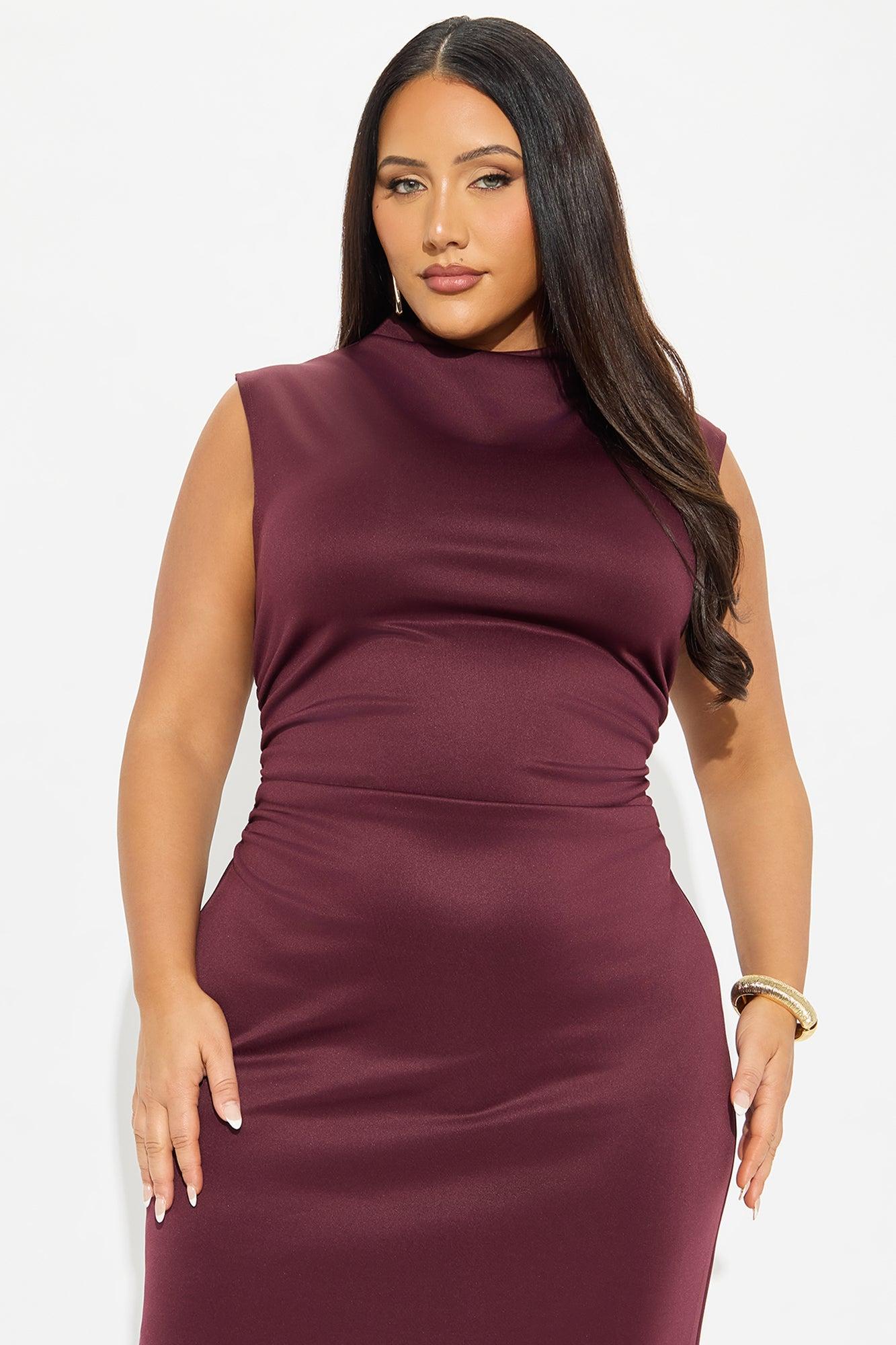 Adeline Mock Neck Maxi Dress - Plum Female Product Image