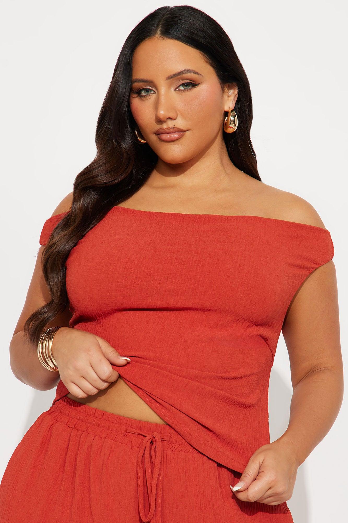 Ana Off Shoulder Pant Set - Rust Female Product Image