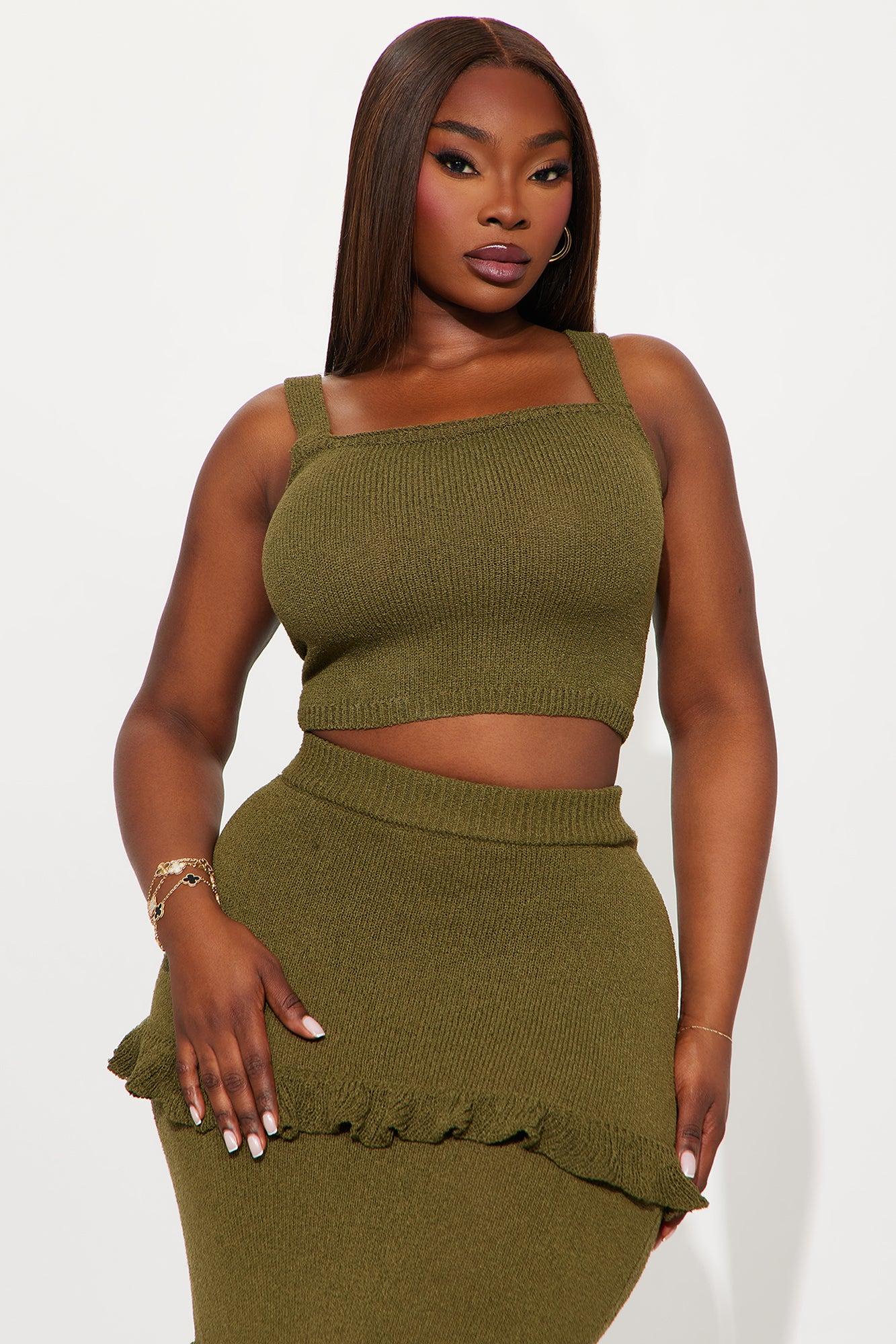 Citrus Grove Ruffle Maxi Skirt Set - Olive Female Product Image